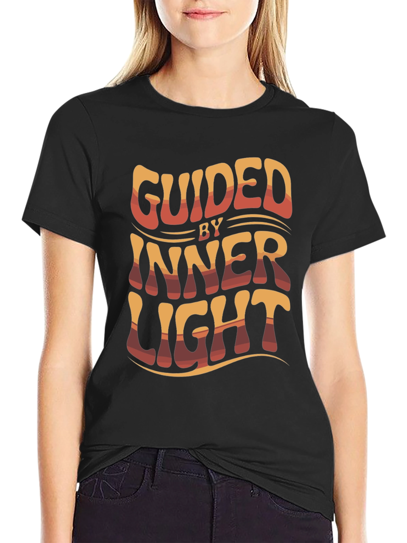 Black Guided By Inner Light Graphic Tee view 2
