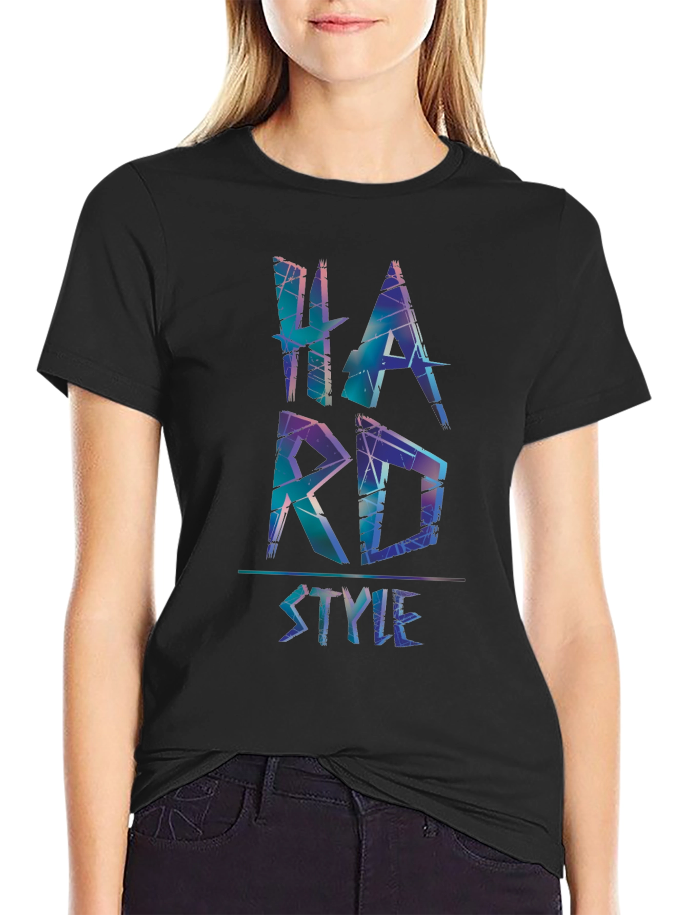 Black Hard Style Graphic Print Black T-Shirt view 2