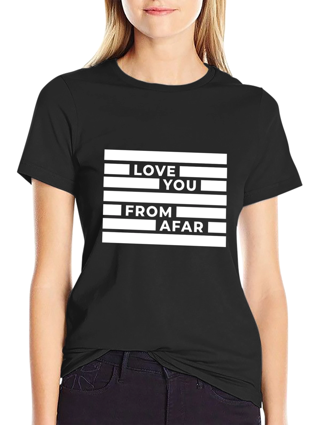 Black Love You From Afar Graphic Tee view 2