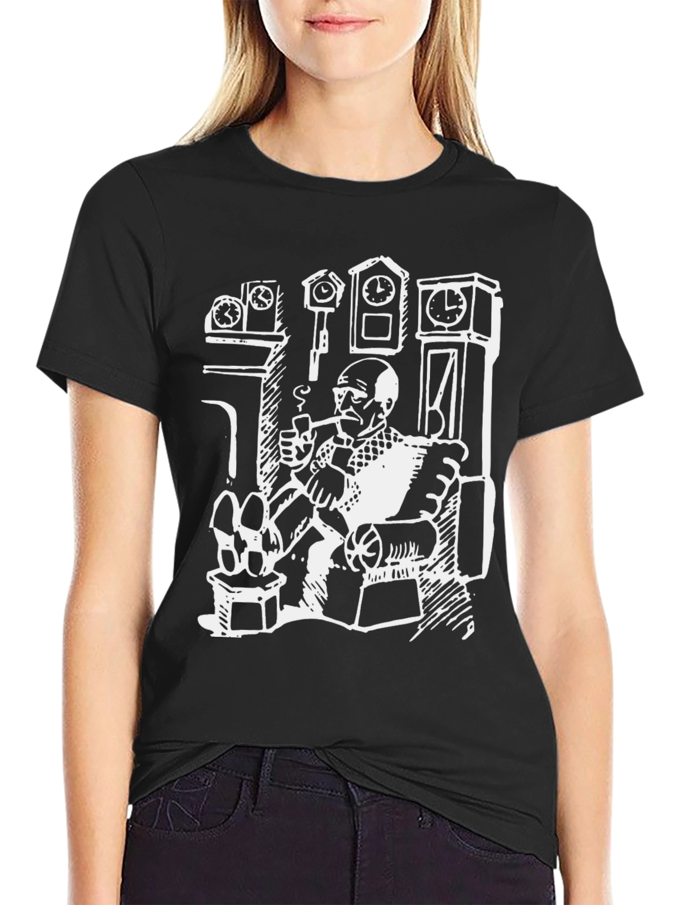 Black Novelty Graphic Tee - Clock Collector view 2