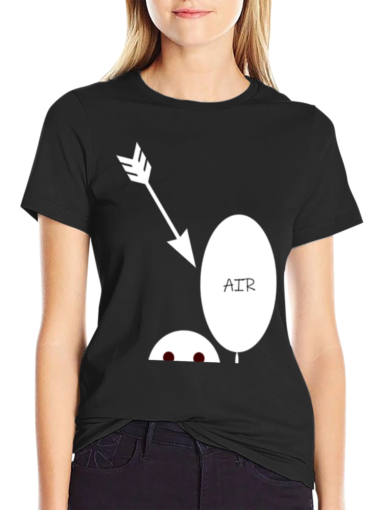 Black Funny Arrow Air Balloon Graphic T-Shirt view 2
