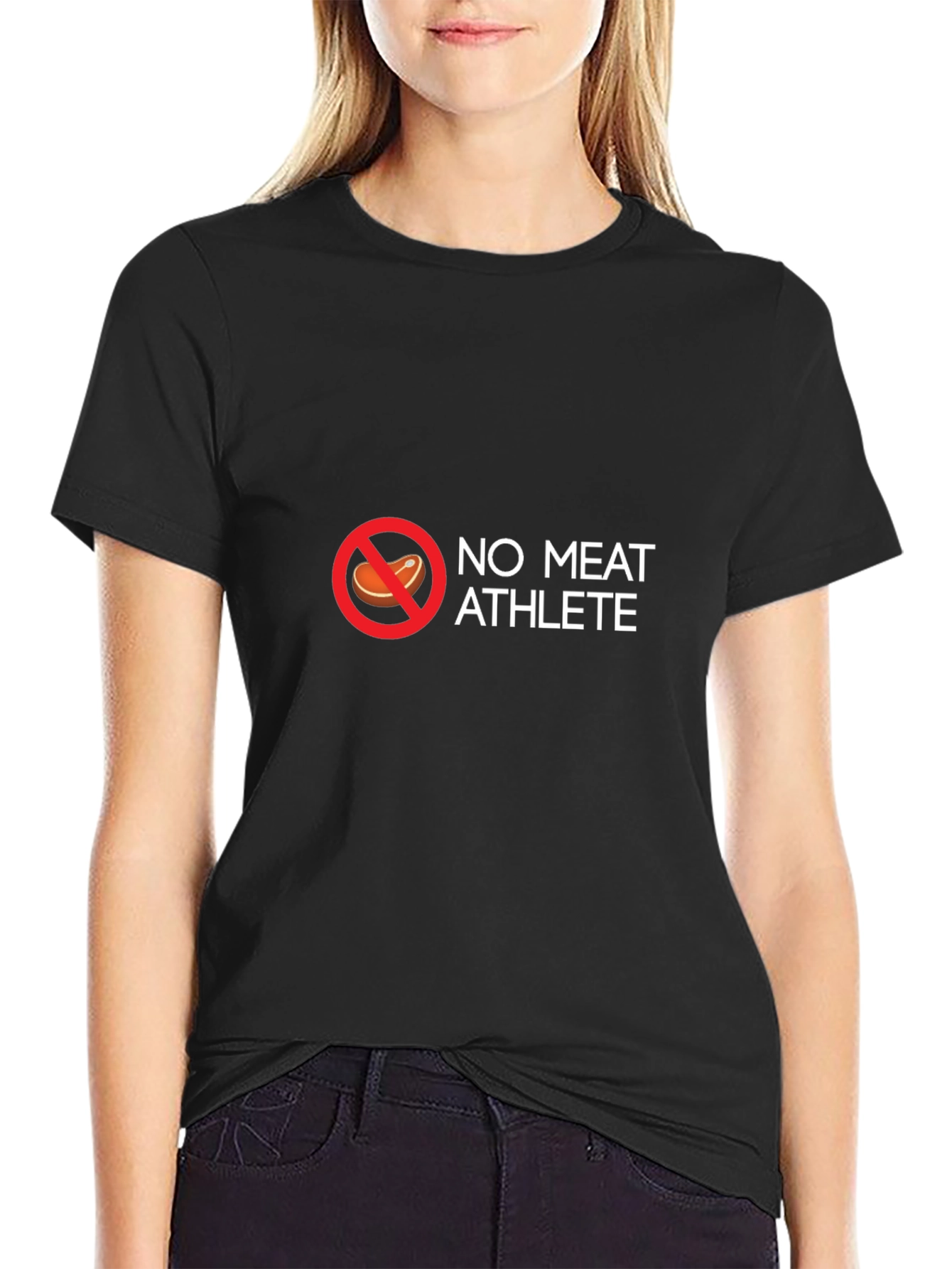 Black No Meat Athlete T-Shirt - Vegan Fitness Apparel view 2