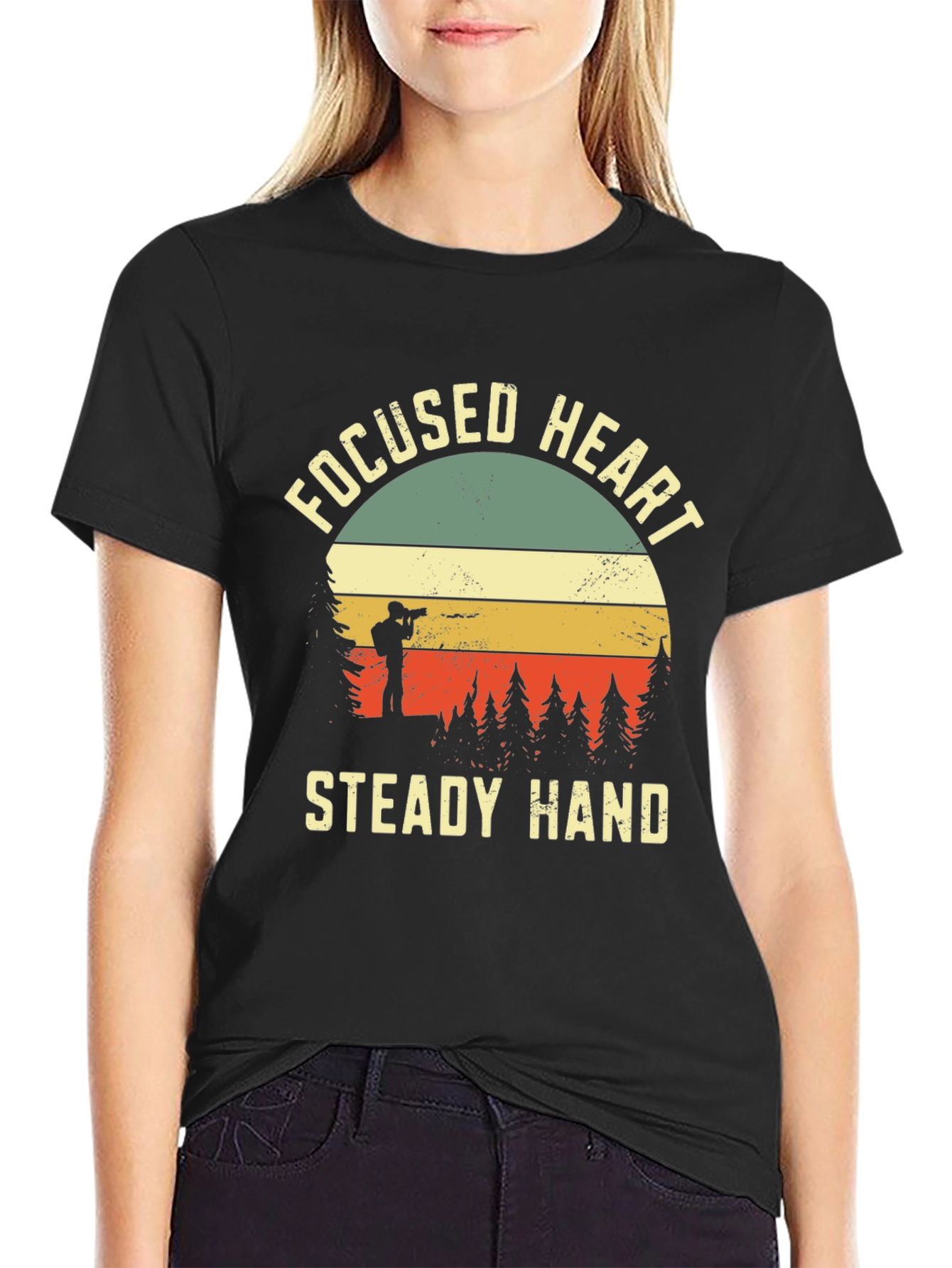 Black Focused Heart Steady Hand Graphic Tee view 2