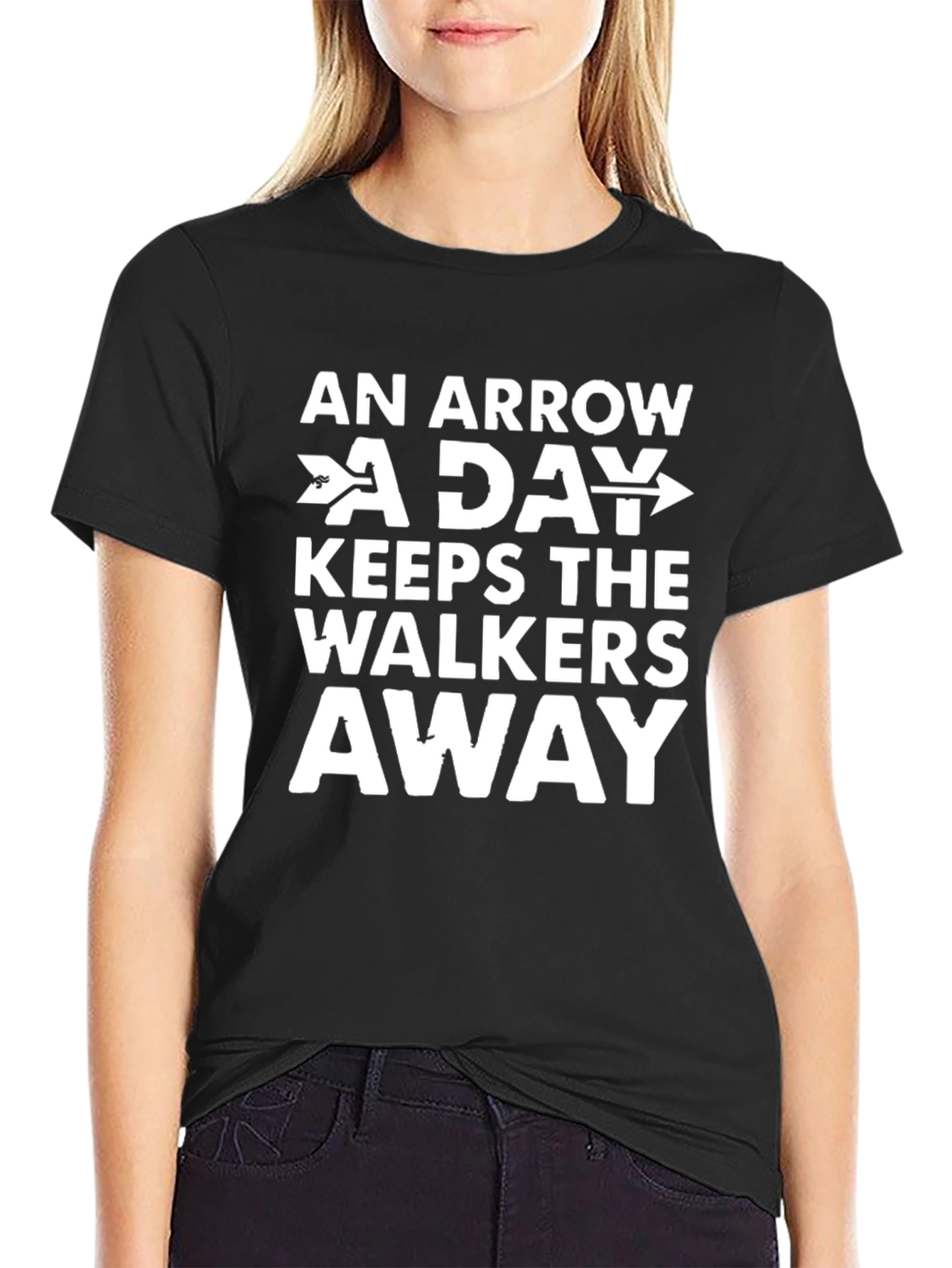 Black Arrow A Day T-Shirt - Keeps Walkers Away Novelty Tee view 2