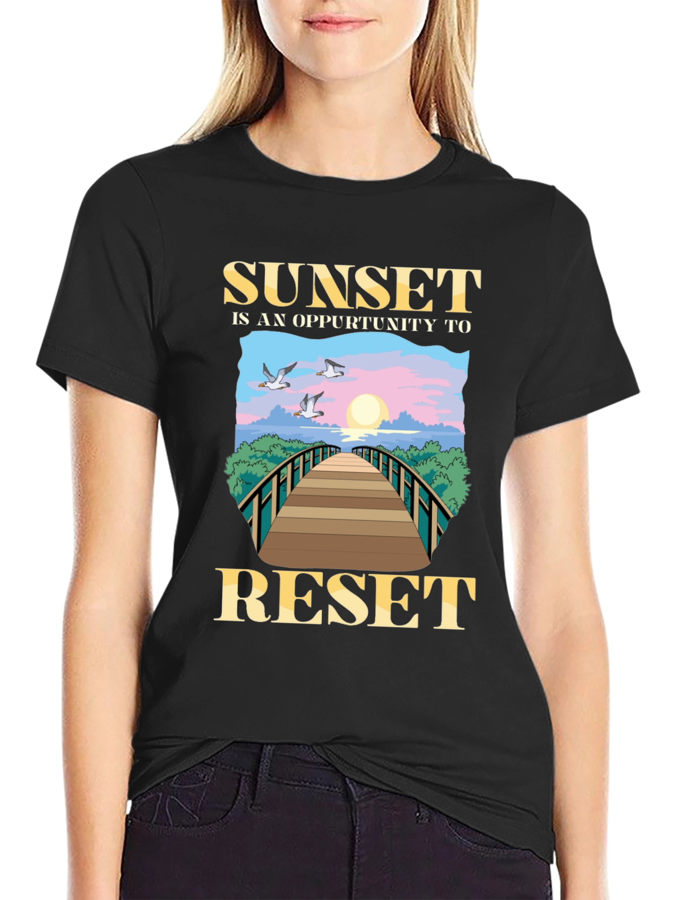 Black Sunset Reset Graphic Tee view 2