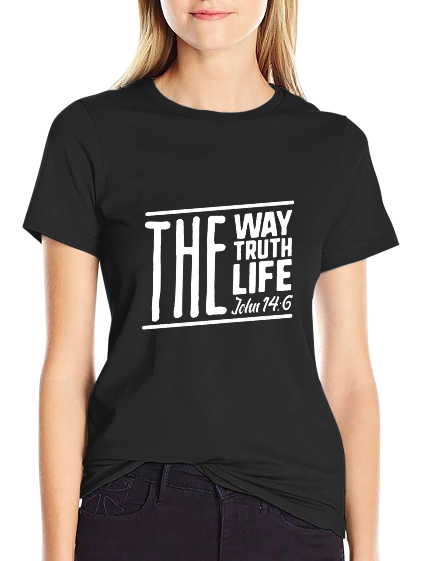 Black The Way Truth Life T-Shirt Christian John 14:6 view 2