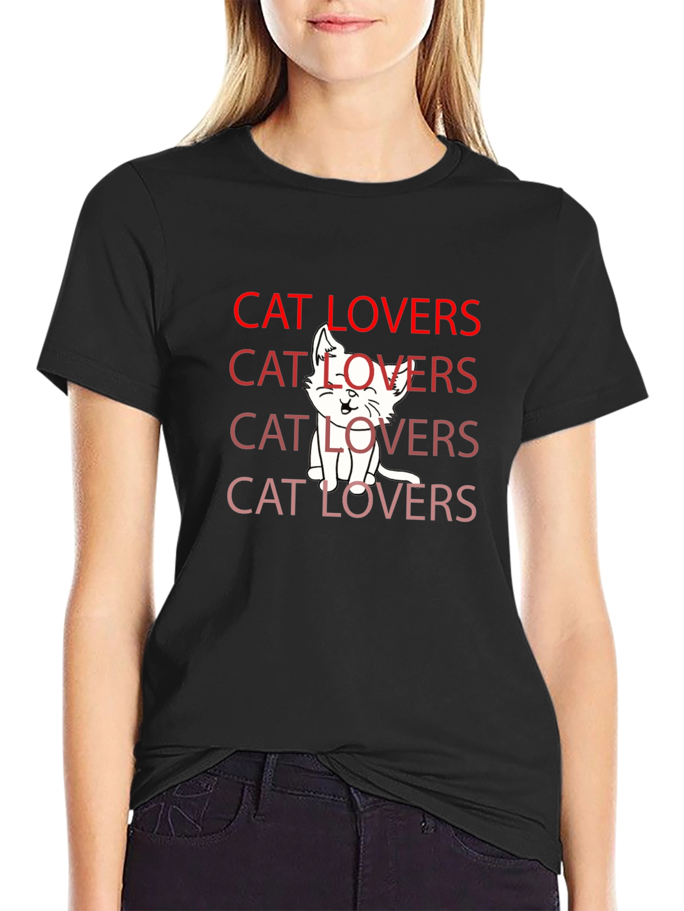 Black Cat Lovers T-Shirt - Cute Kitten Graphic Tee view 2