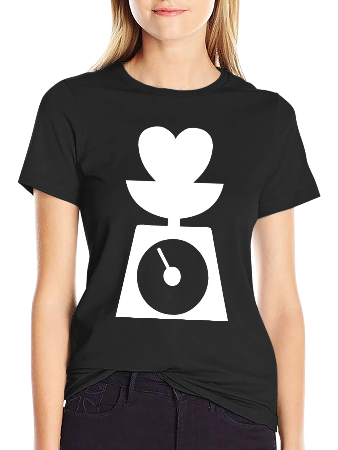 Black Heart Scale Black T-Shirt - Balance Your Love view 2