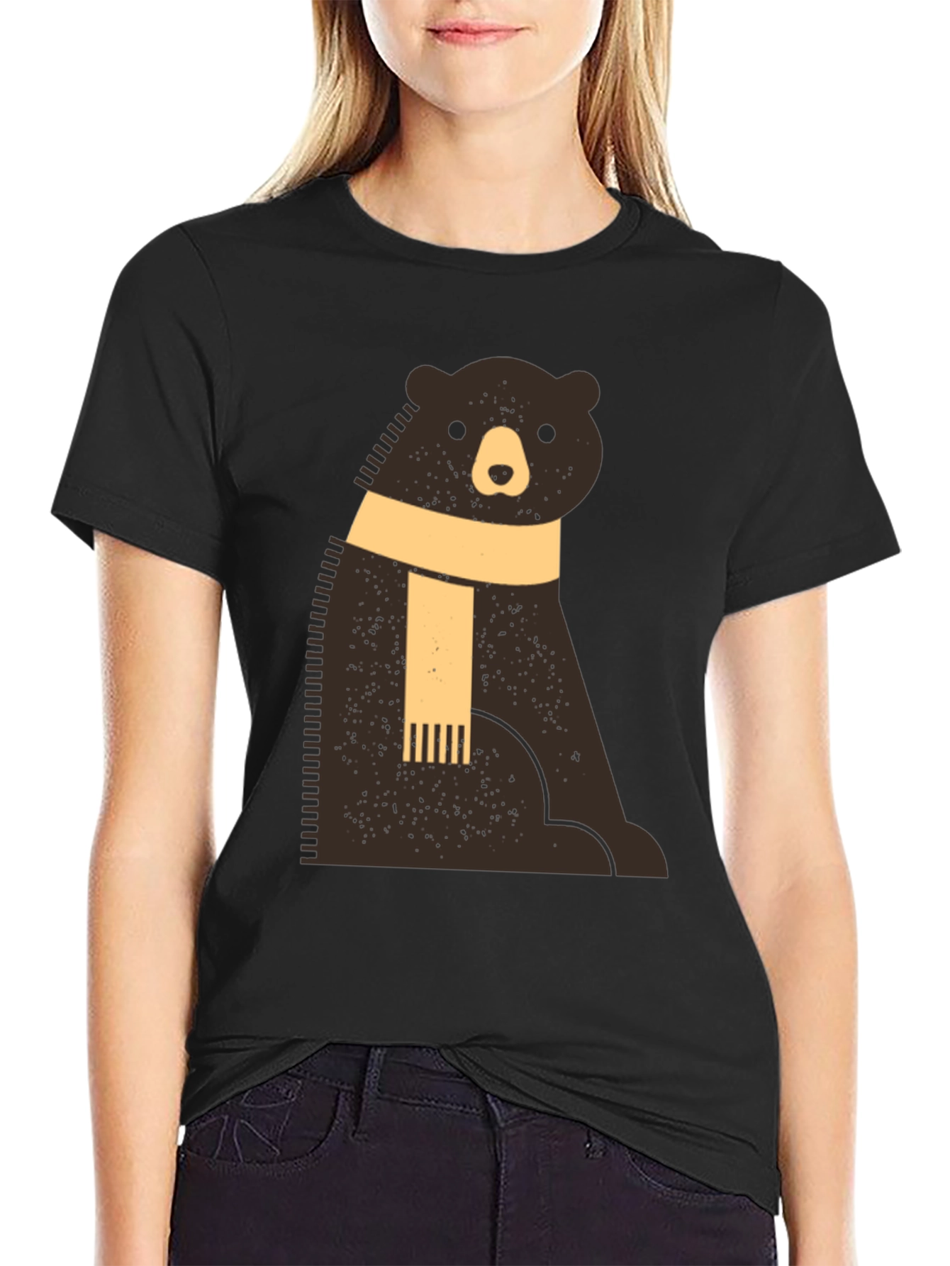 Black Cozy Bear Graphic Tee - Stylish Comfort view 2