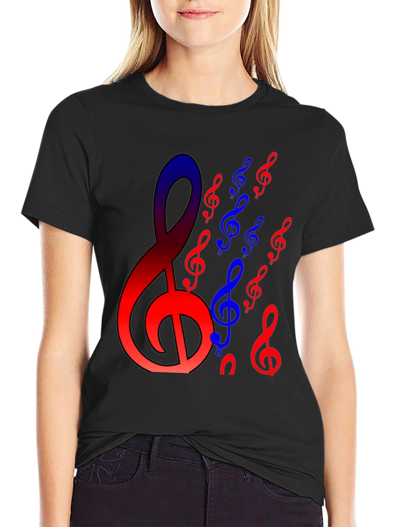 Black Musical Clef Graphic Tee - Black view 2