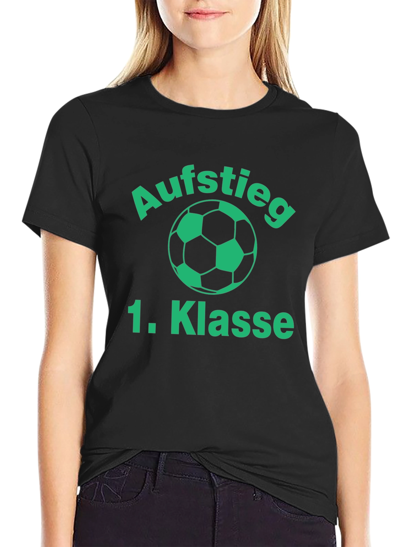 Black Aufstieg 1. Klasse Soccer T-Shirt - Black view 2