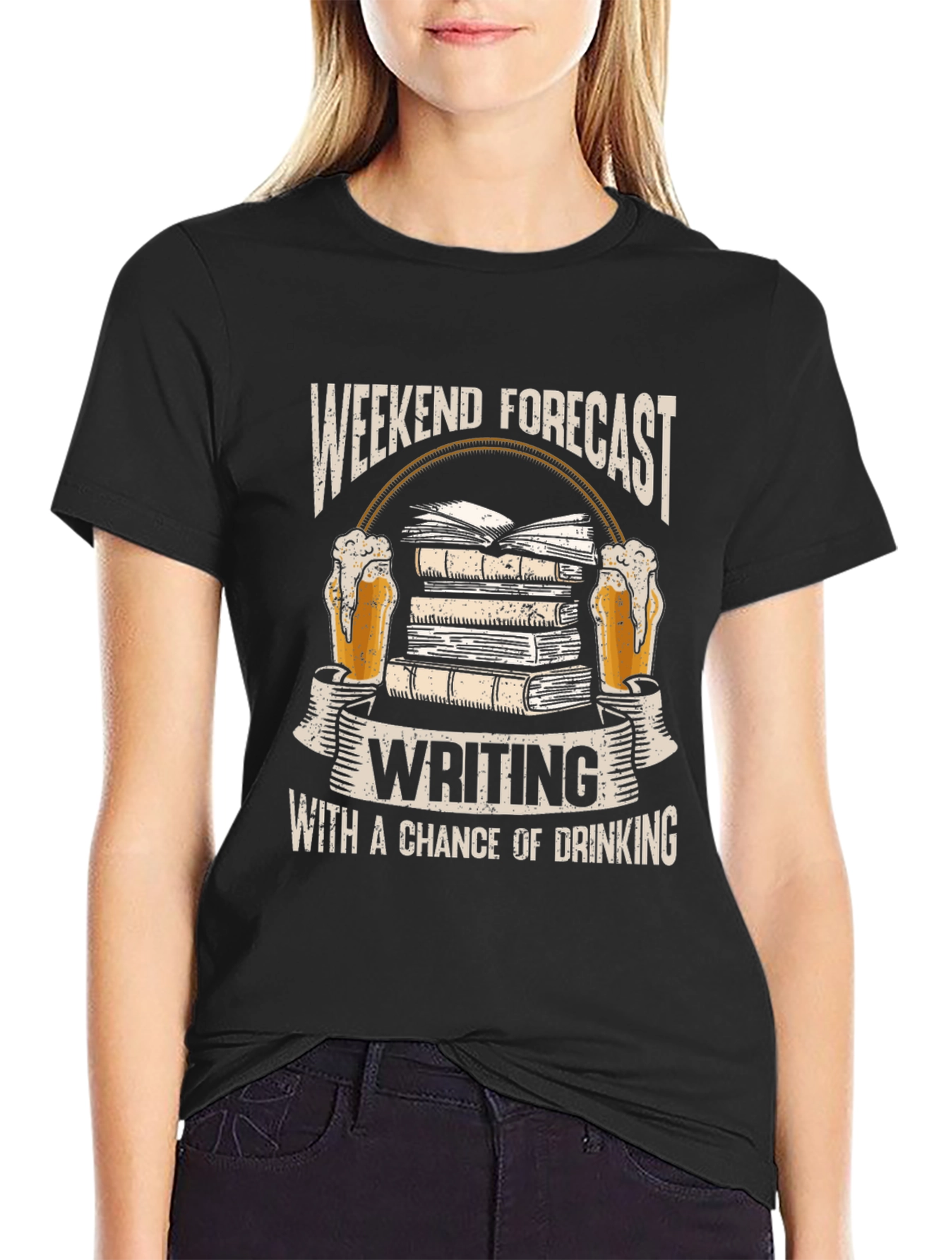 Black Weekend Forecast Writing T-Shirt view 2
