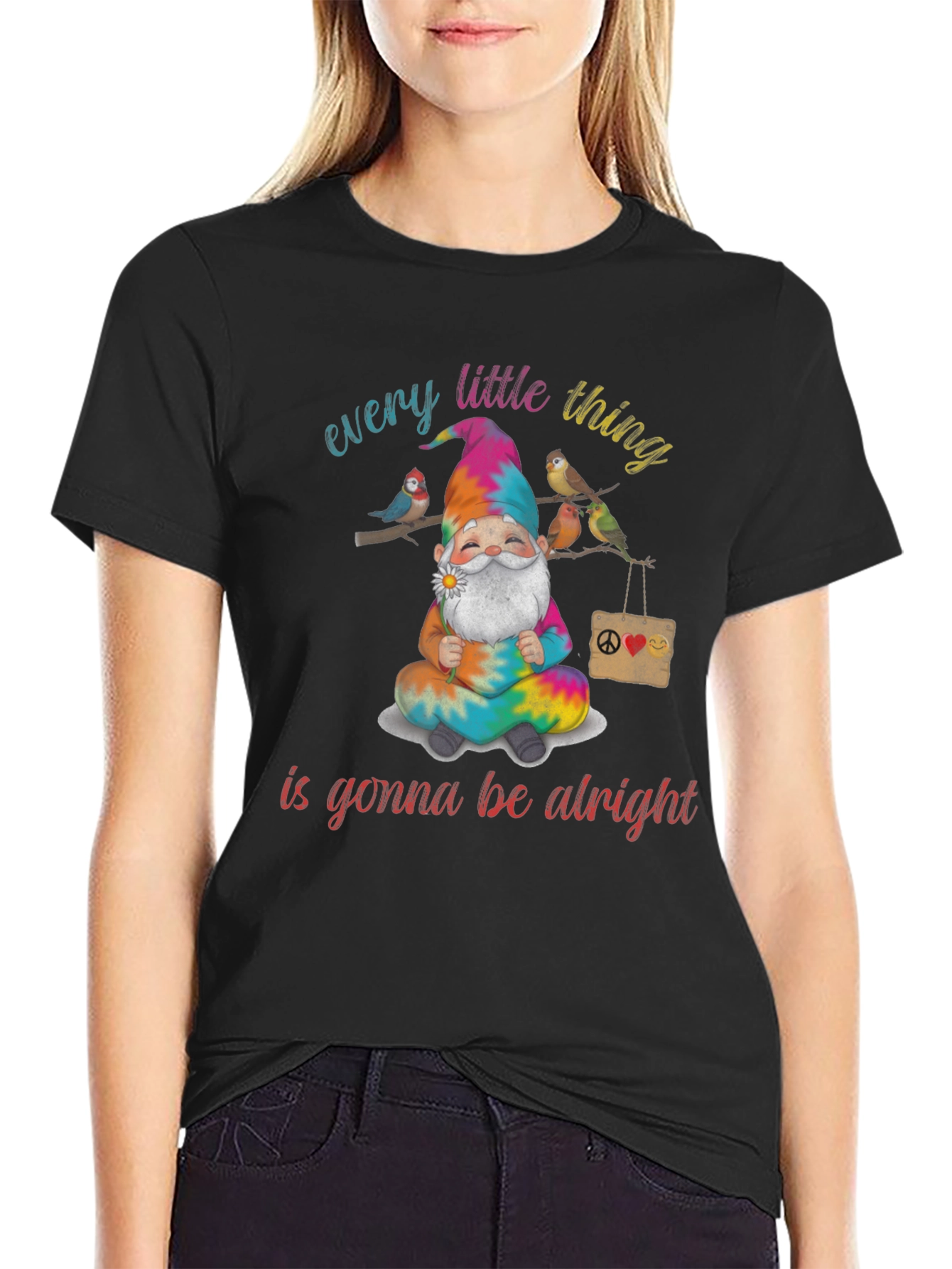 Black Every Little Thing Gnome T-Shirt view 2