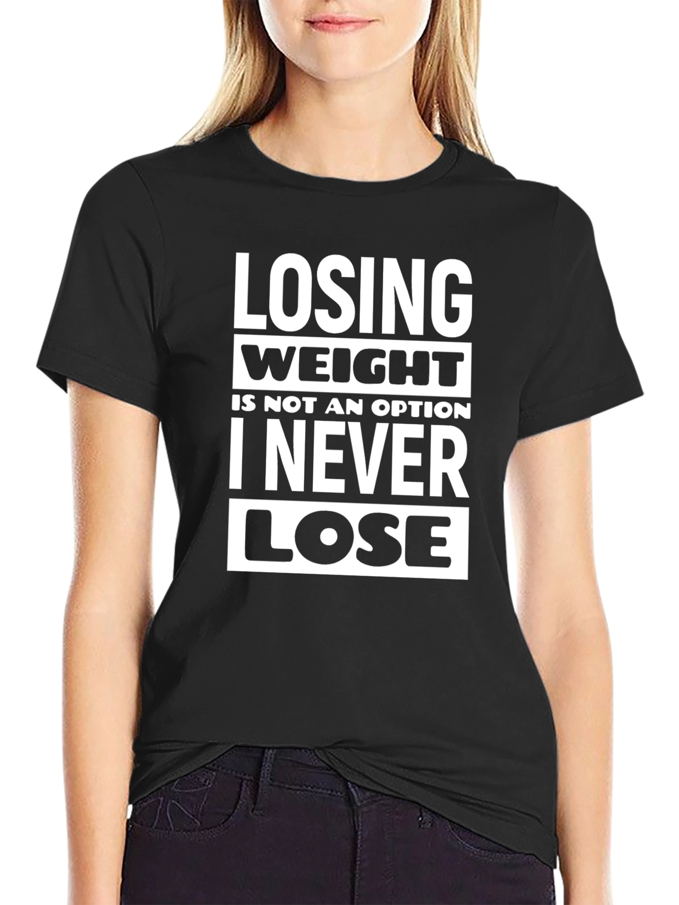 Black Funny "I Never Lose" Graphic T-Shirt view 2