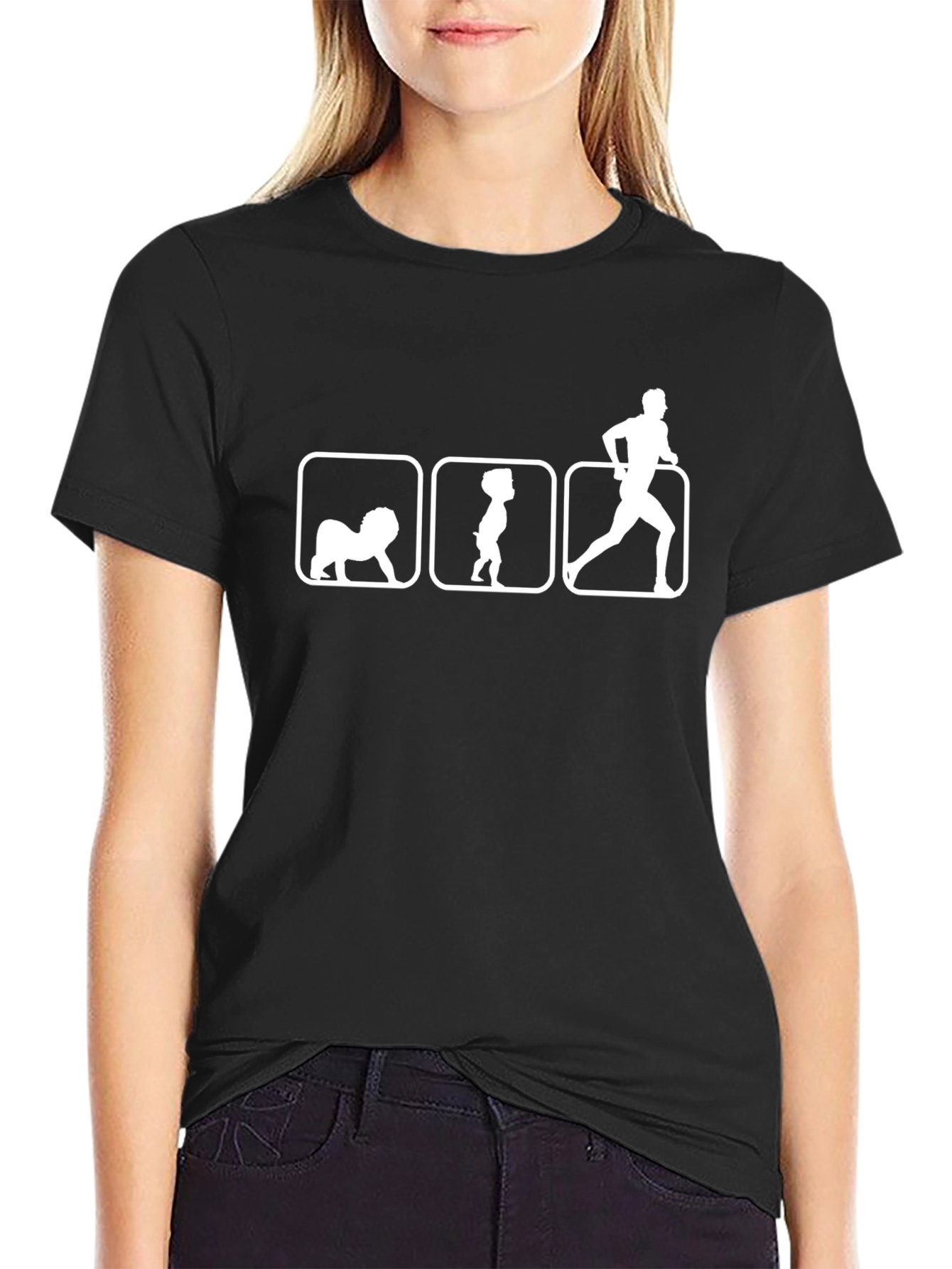 Black Humorous Running T-Shirt: Walk, Pee, Run! view 2