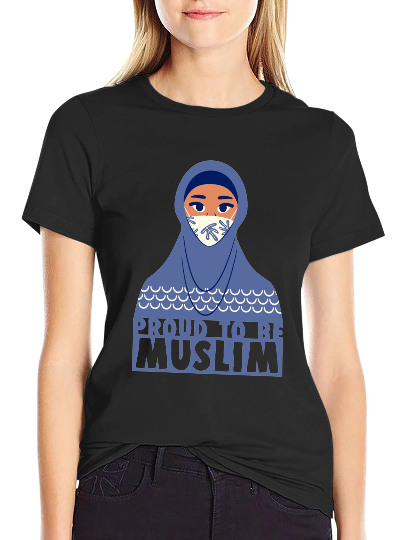Black Proud to be Muslim T-Shirt view 2