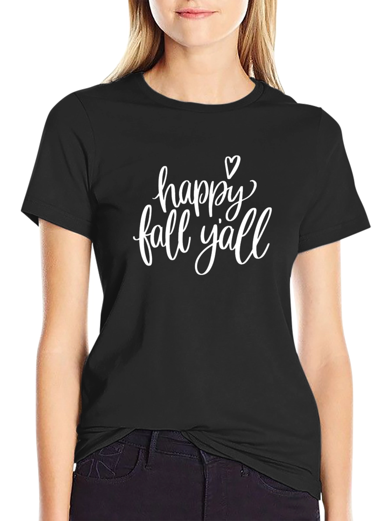 Black Happy Fall Y'all Graphic Tee - Soft Cotton Blend view 2