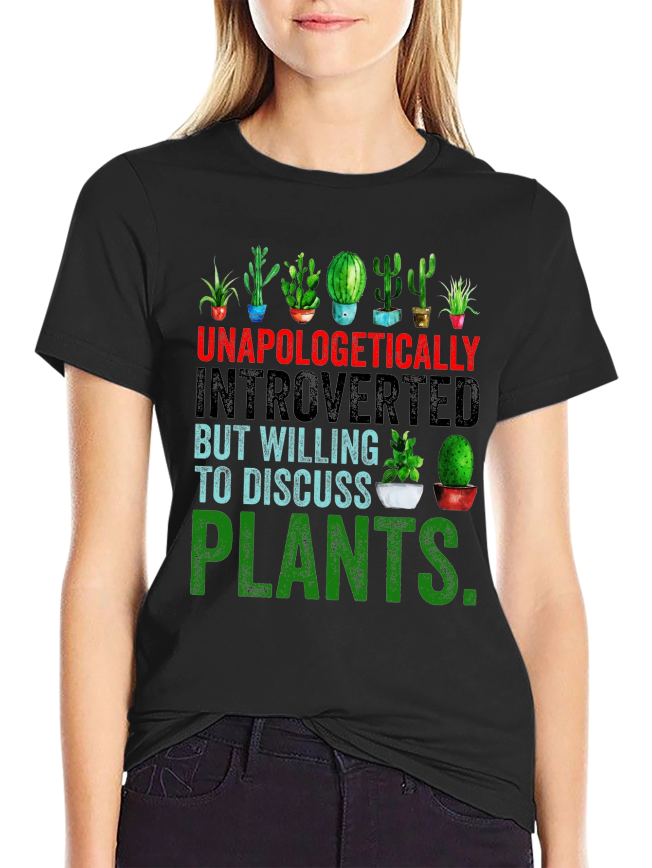 Black Introverted Plant Lover T-Shirt view 2