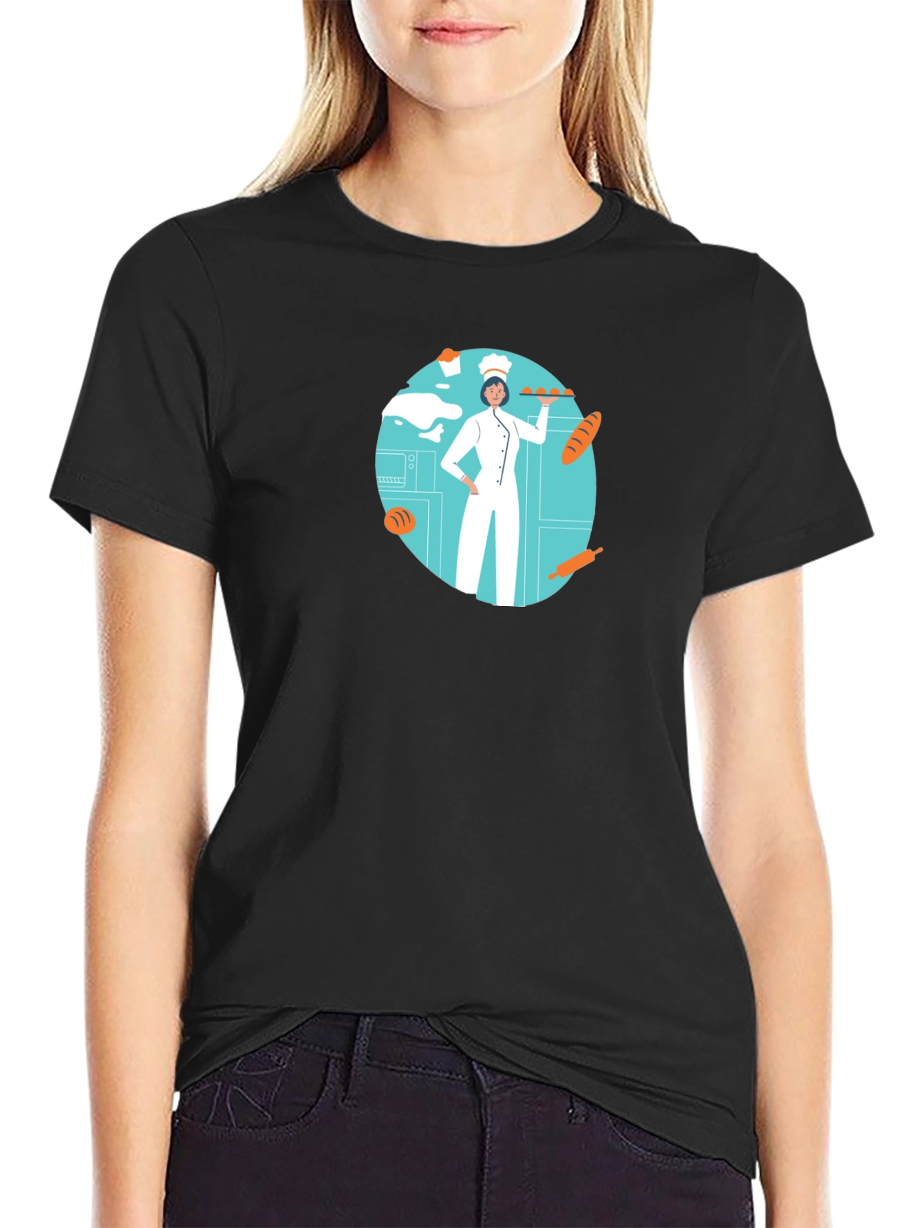 Black Baker Graphic Tee - Black Cotton T-Shirt view 2