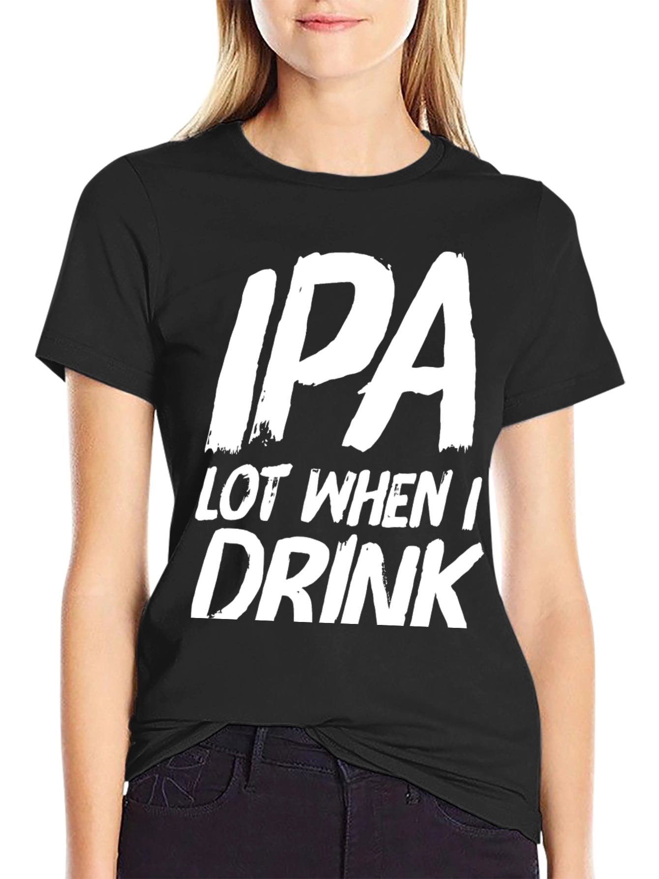 Black Funny IPA Drinker T-Shirt - Black view 2