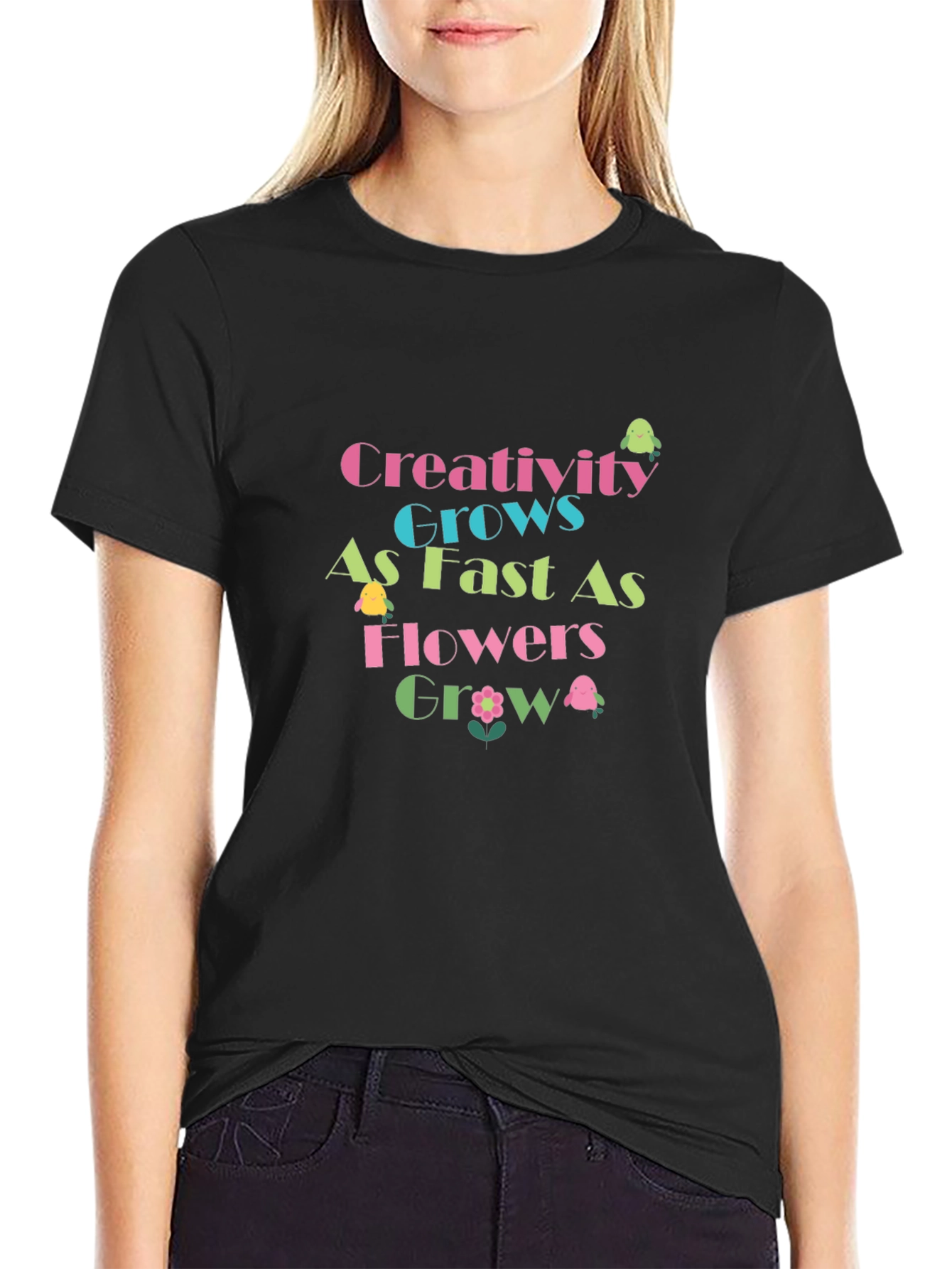 Black Creativity Grows T-Shirt - Black Graphic Tee view 2