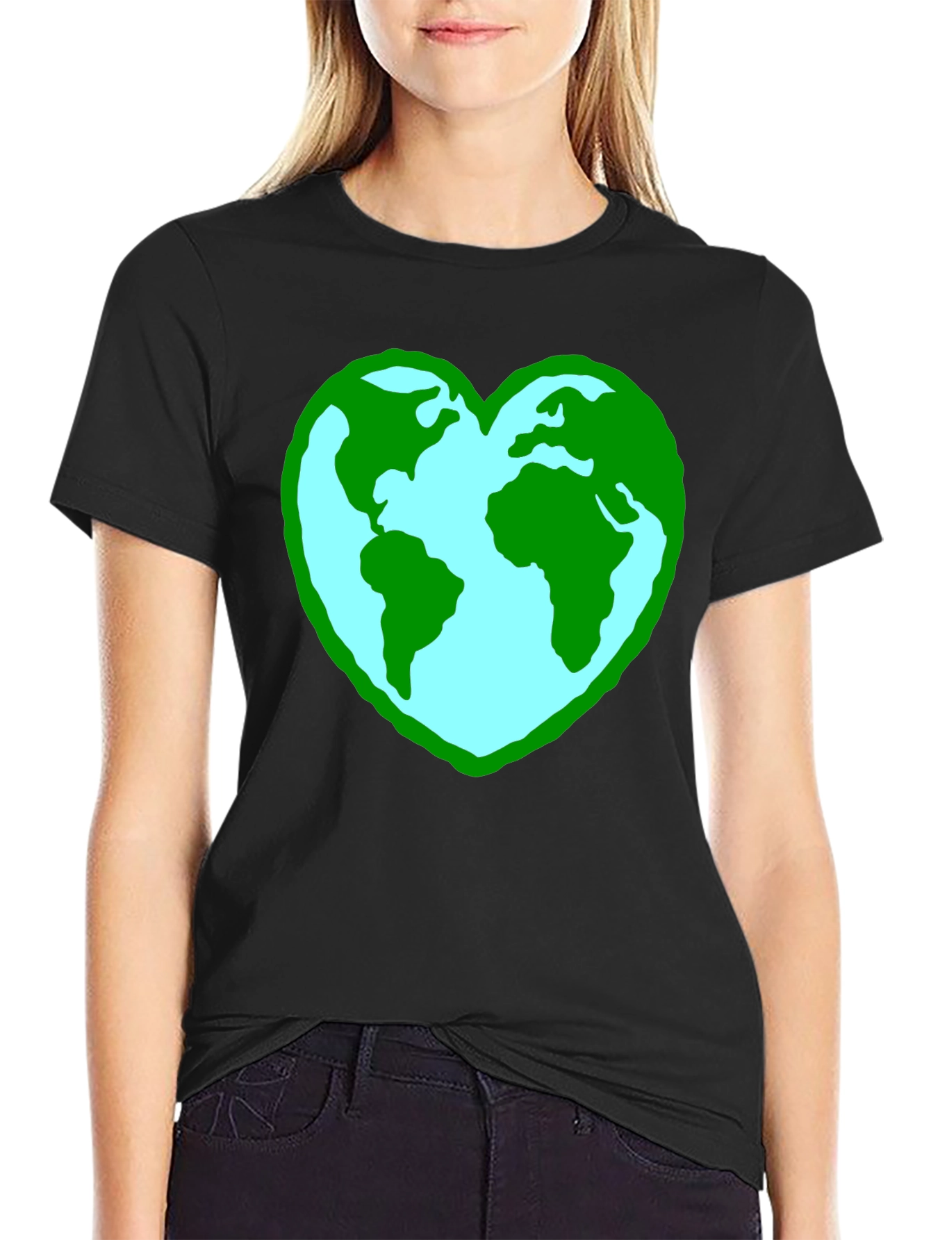 Black Earth Heart Graphic Tee - Black Unisex Shirt view 2