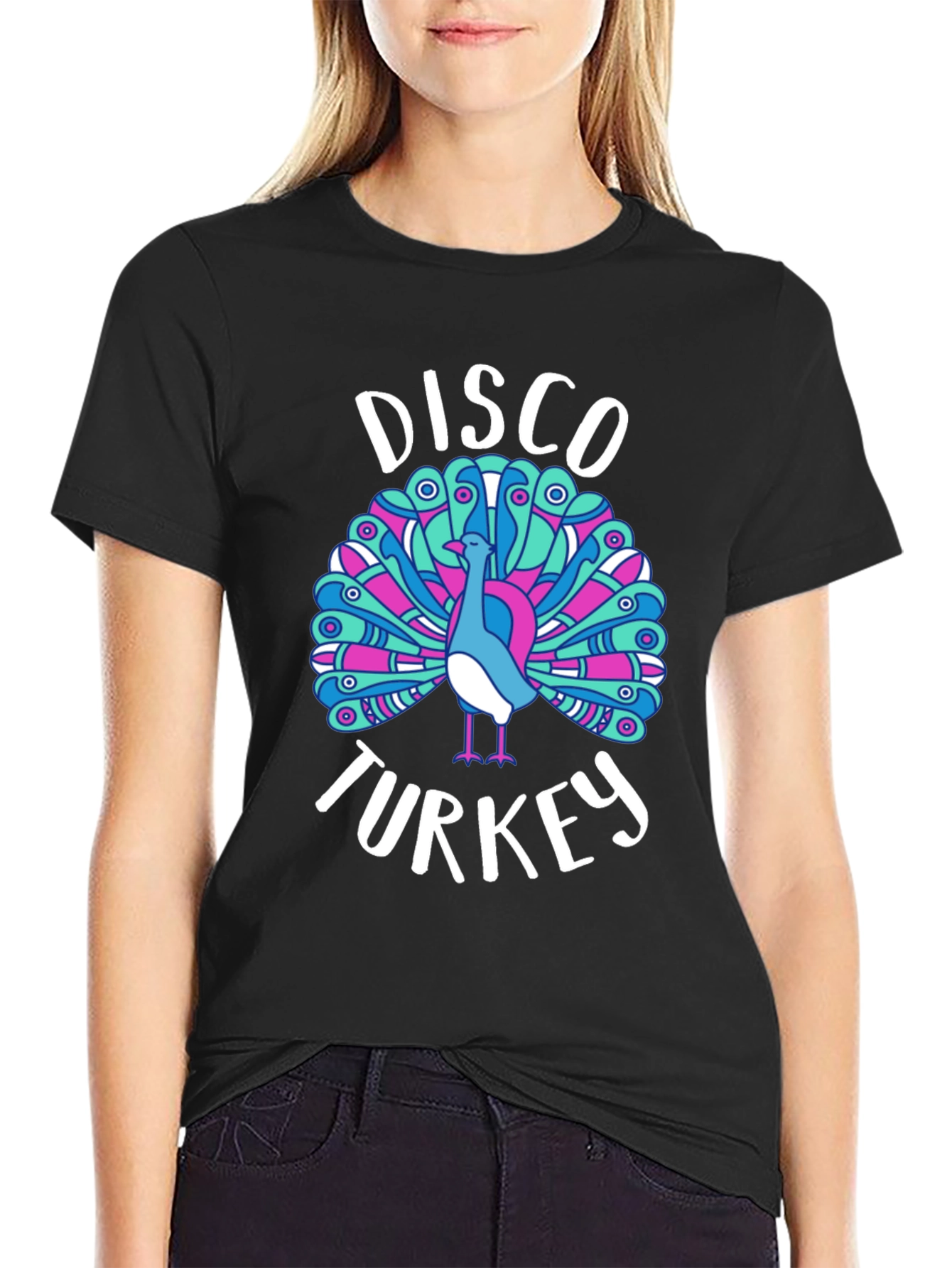 Black Disco Turkey Graphic T-Shirt view 2