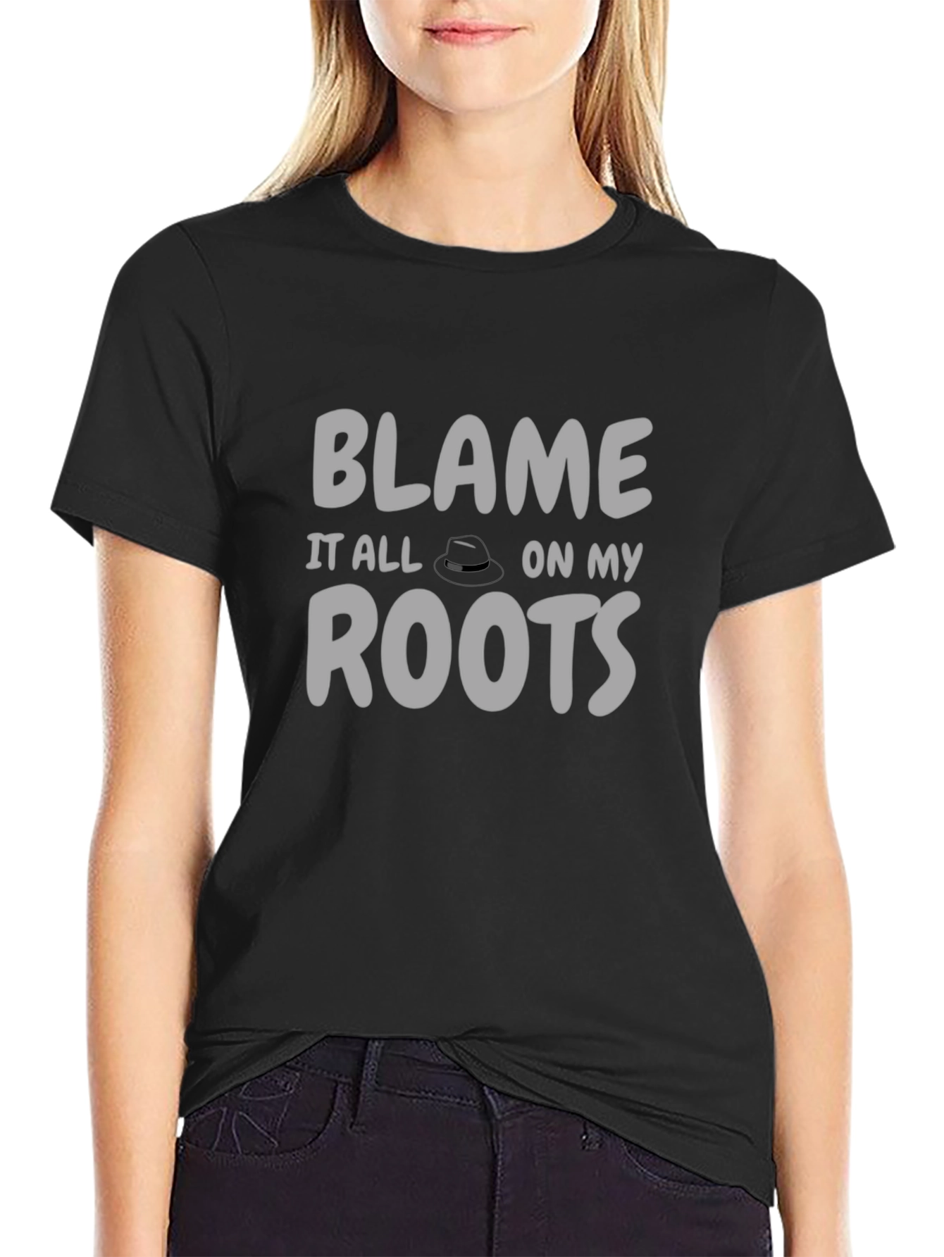Black Blame It On My Roots Graphic T-Shirt view 2