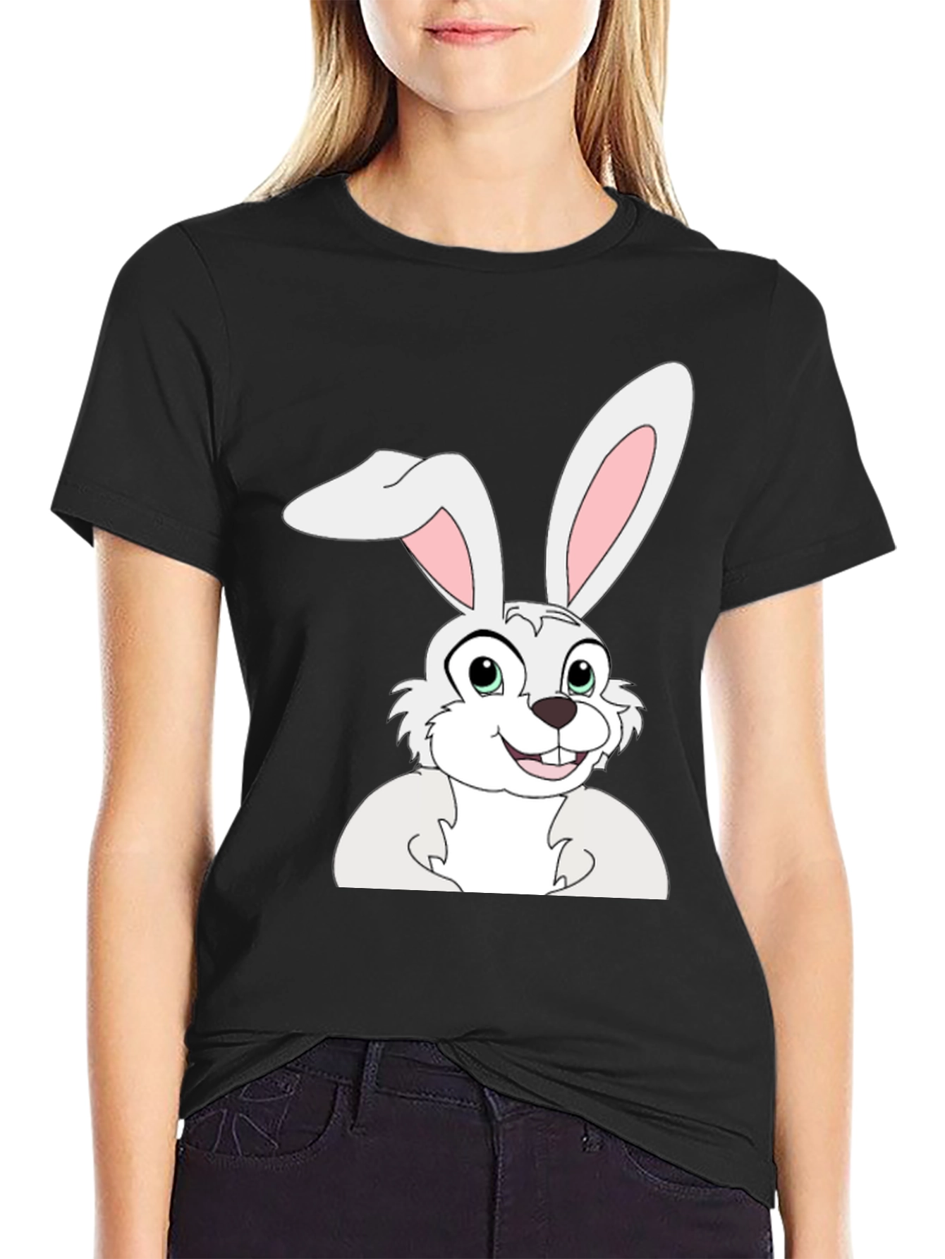 Black Bunny Graphic Black T-Shirt view 2