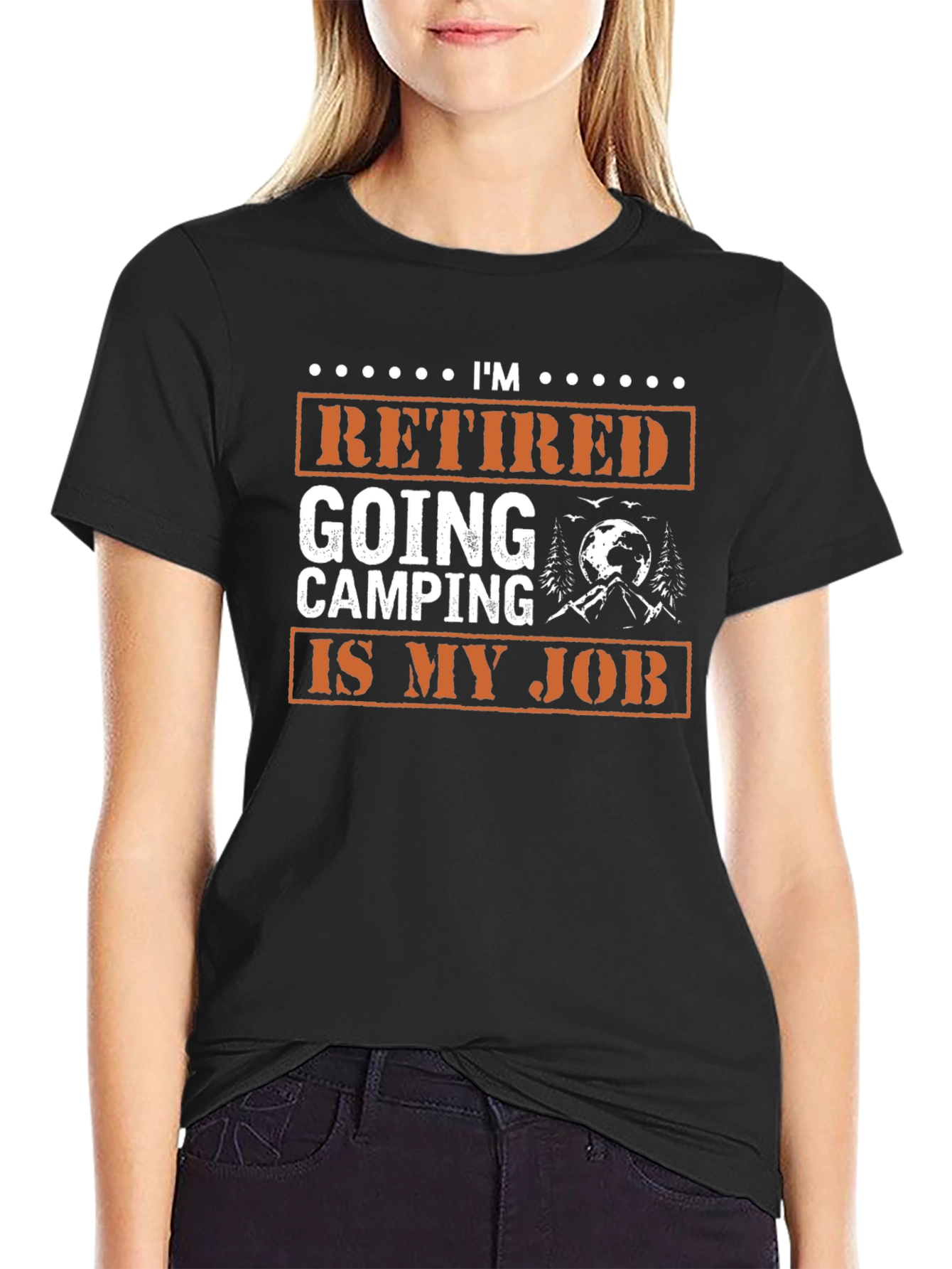 Black Retired Going Camping Is My Job Graphic Tee view 2