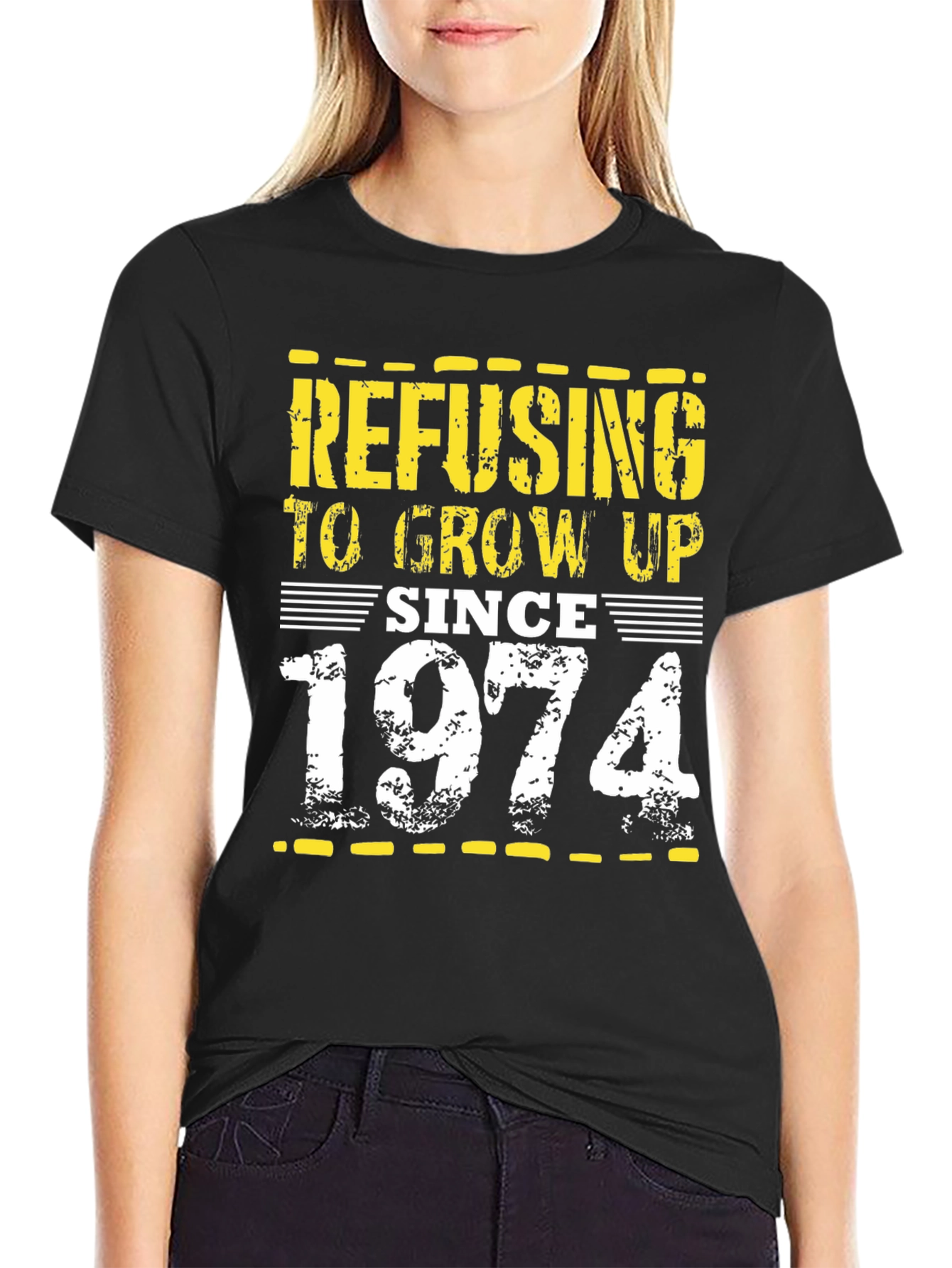 Black Refusing to Grow Up Since 1974 Black Tee view 2