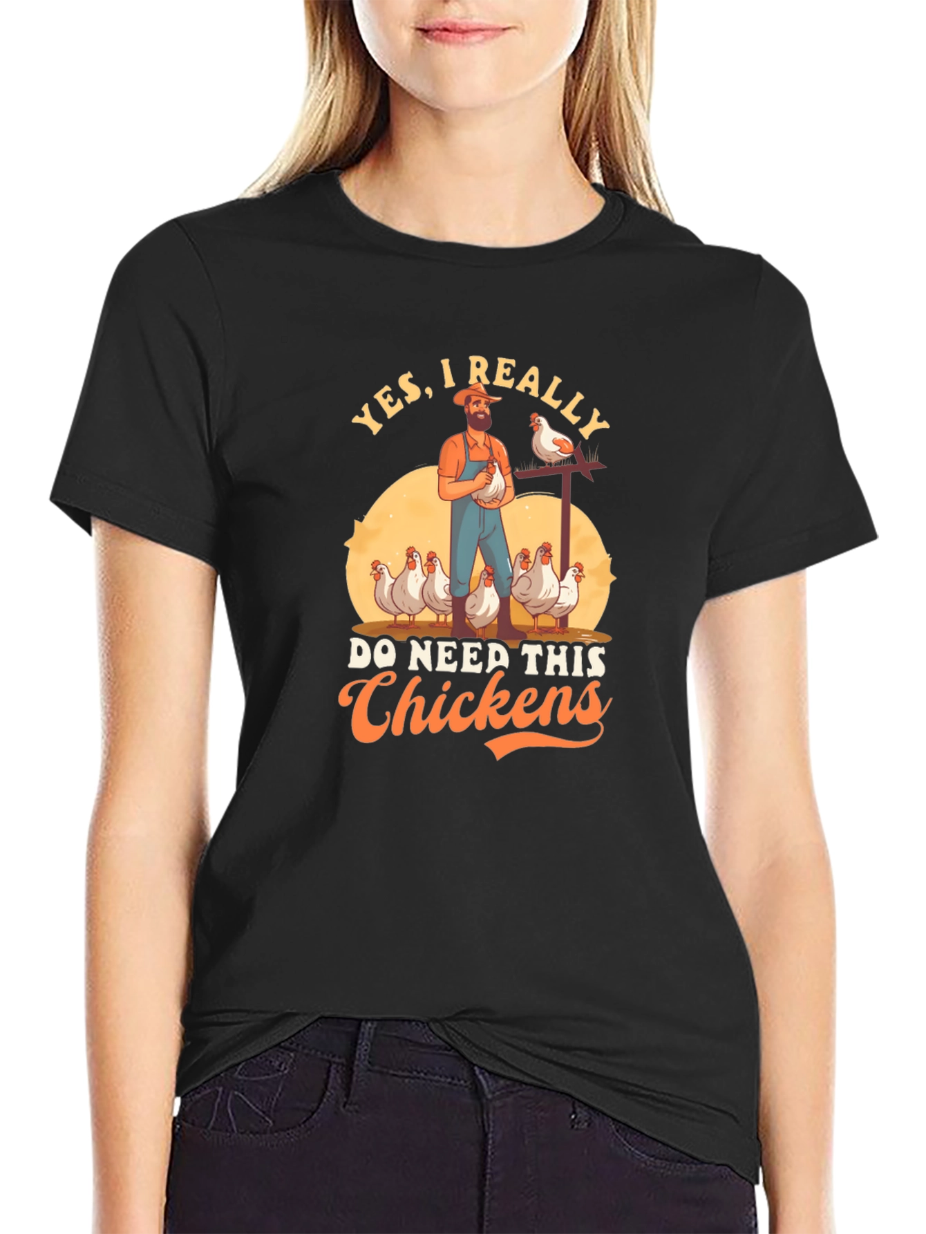 Black Funny Chicken Lover T-Shirt view 2