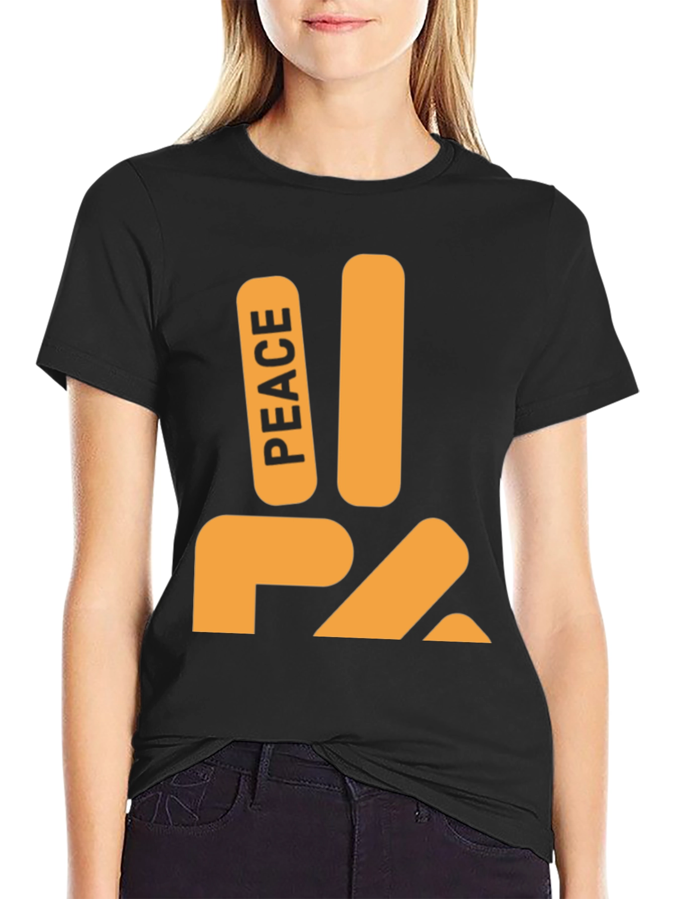 Black Peace Sign Graphic Tee - Stylish Comfort view 2