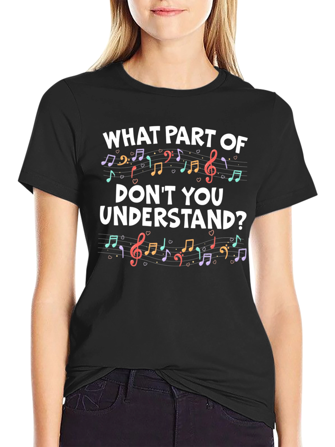 Black Musical Note Pun T-Shirt - 'What Part of' Funny Tee view 2