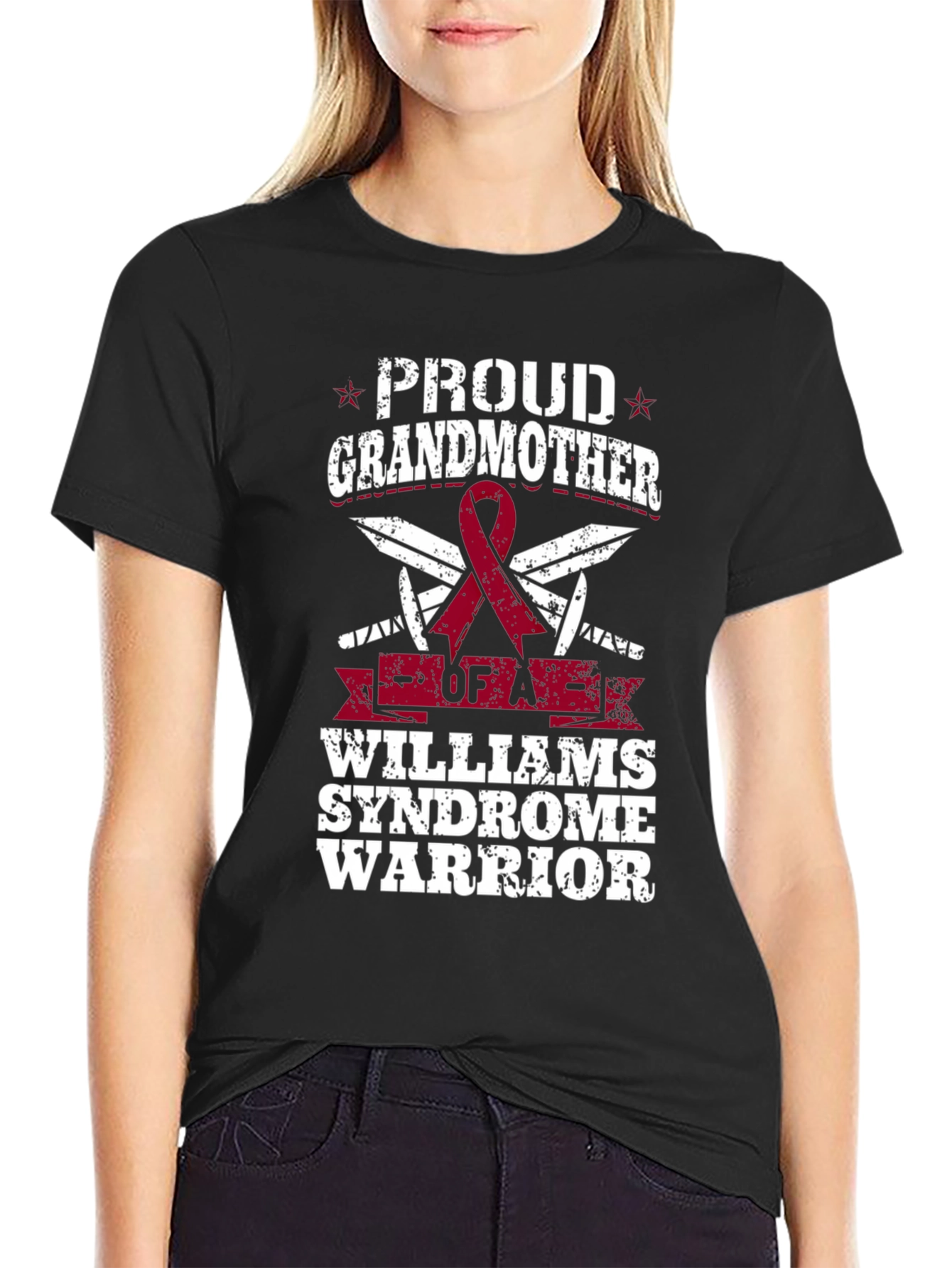Black Proud Grandmother Williams Syndrome Warrior T-Shirt view 2