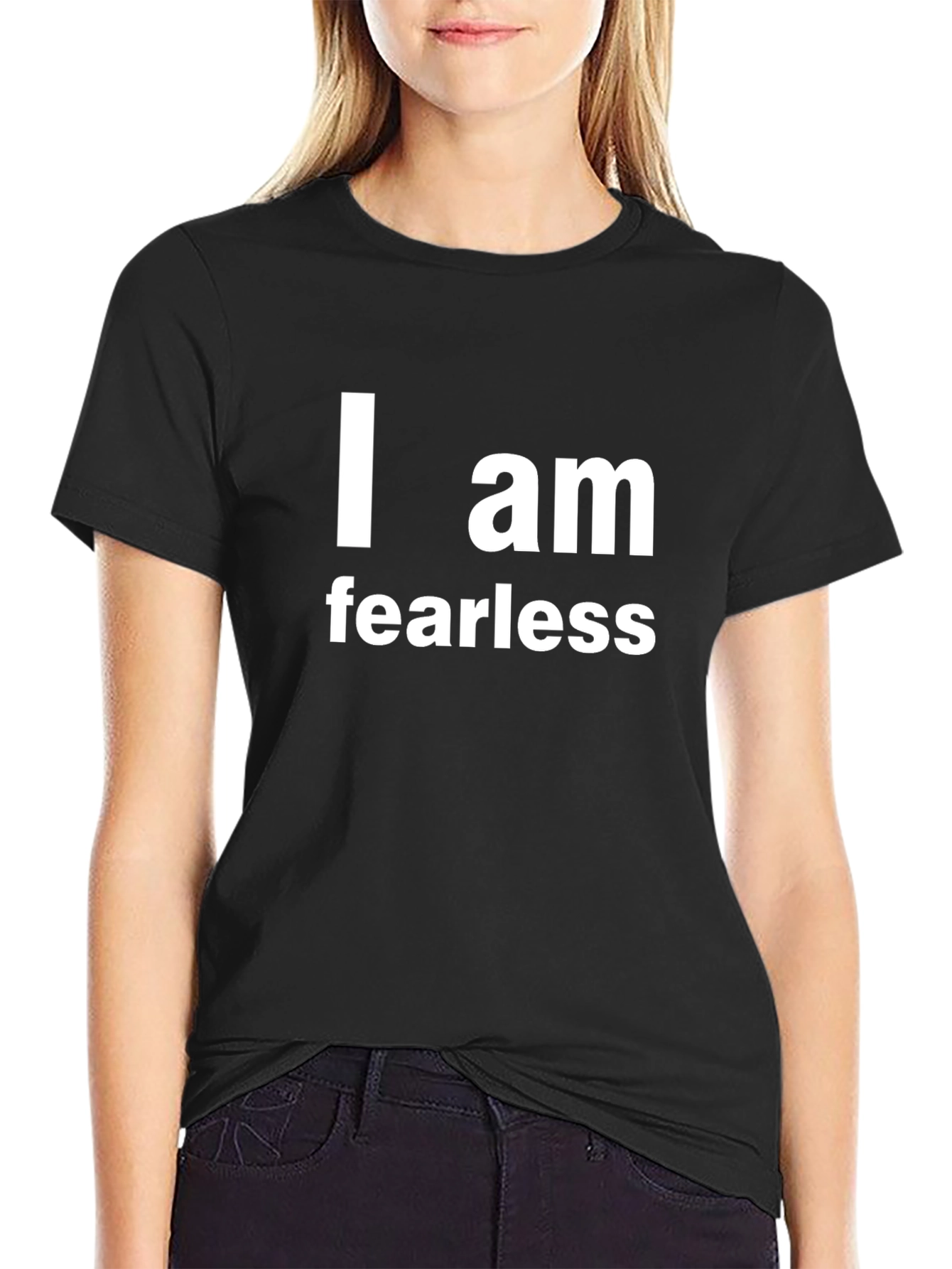 Black I am Fearless Black T-Shirt view 2