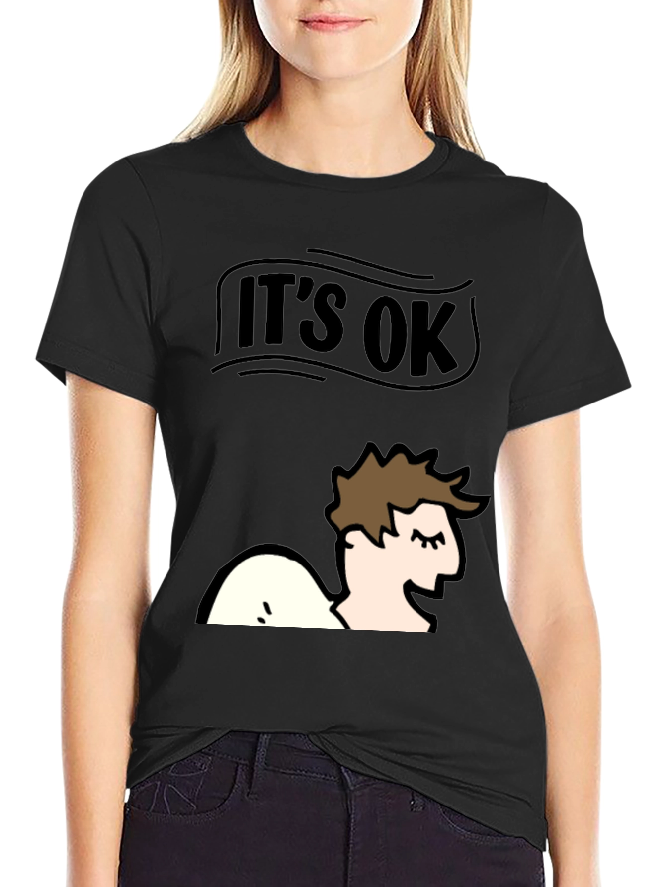 Black It's Ok T-Shirt - Funny Graphic Tee view 2