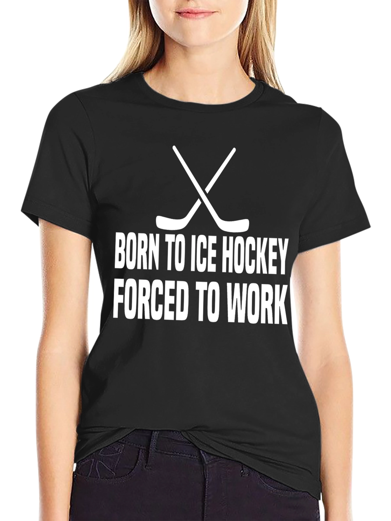 Black Born to Ice Hockey T-Shirt view 2