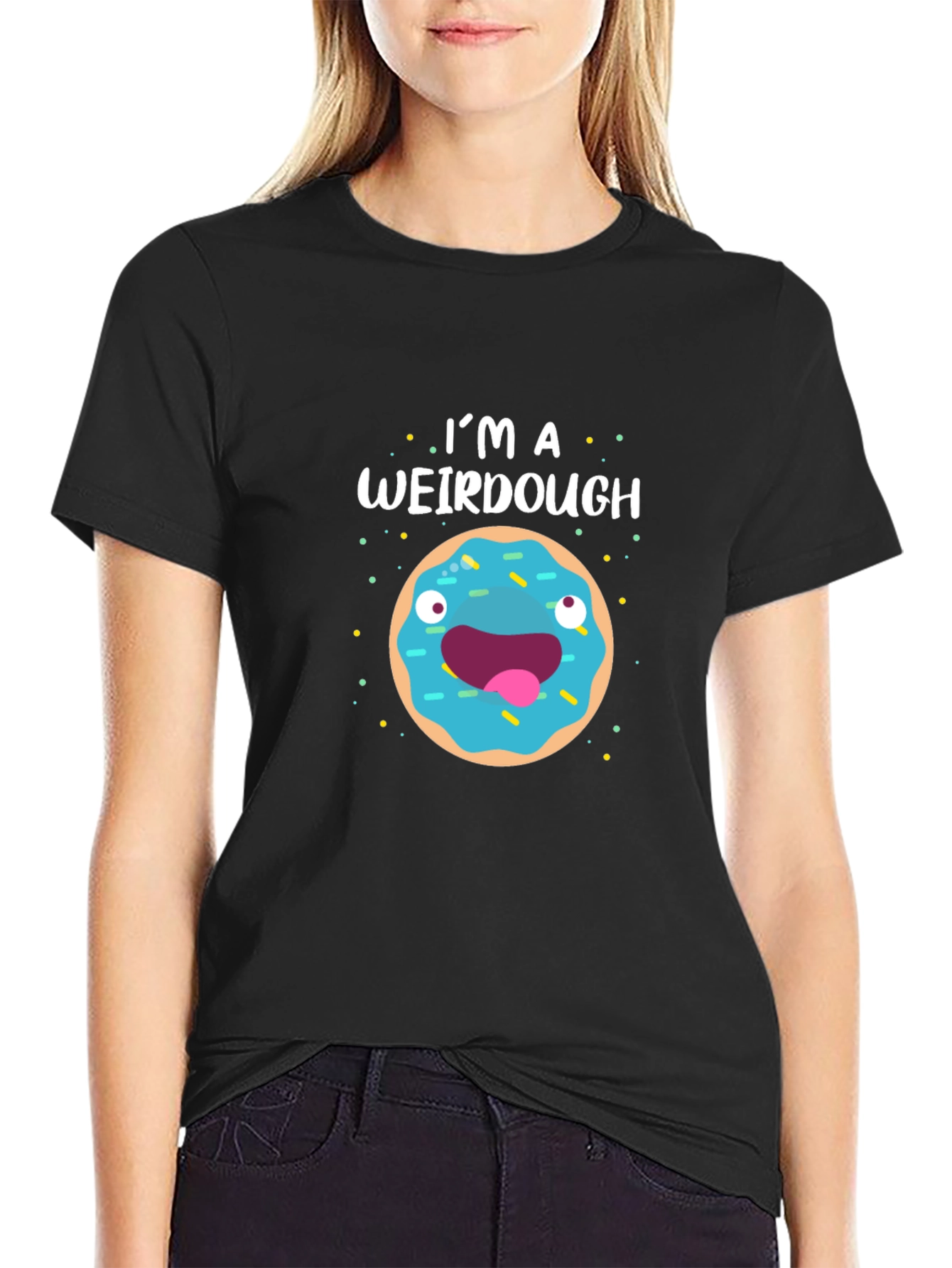 Black I'm A Weirdough Funny Donut T-Shirt view 2