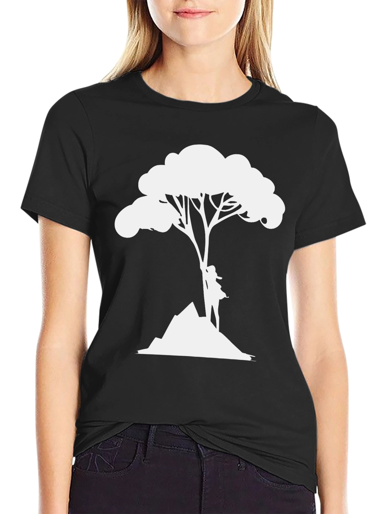 Black Nature Silhouette Black T-Shirt view 2