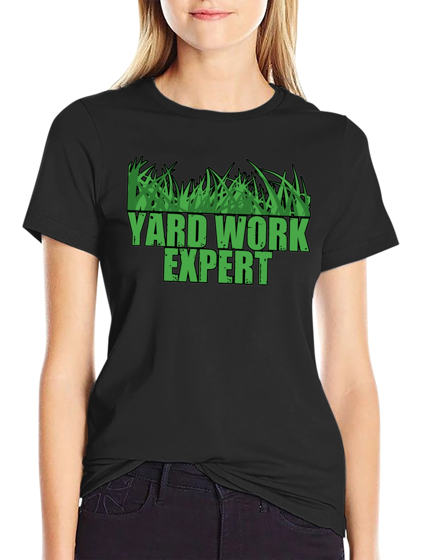 Black Yard Work Expert T-Shirt - Lawn Care Tee view 2
