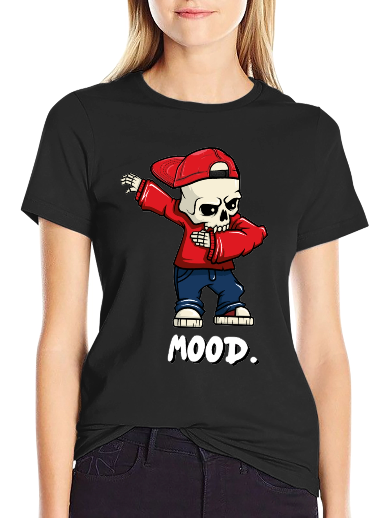 Black Mood Skeleton Dab Graphic Tee - Trendy Streetwear view 2