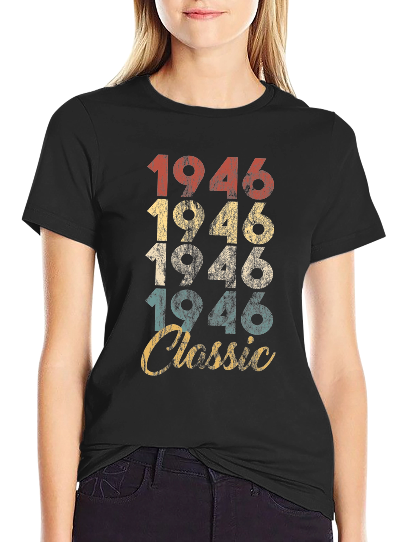 Black Vintage 1946 Classic T-Shirt view 2