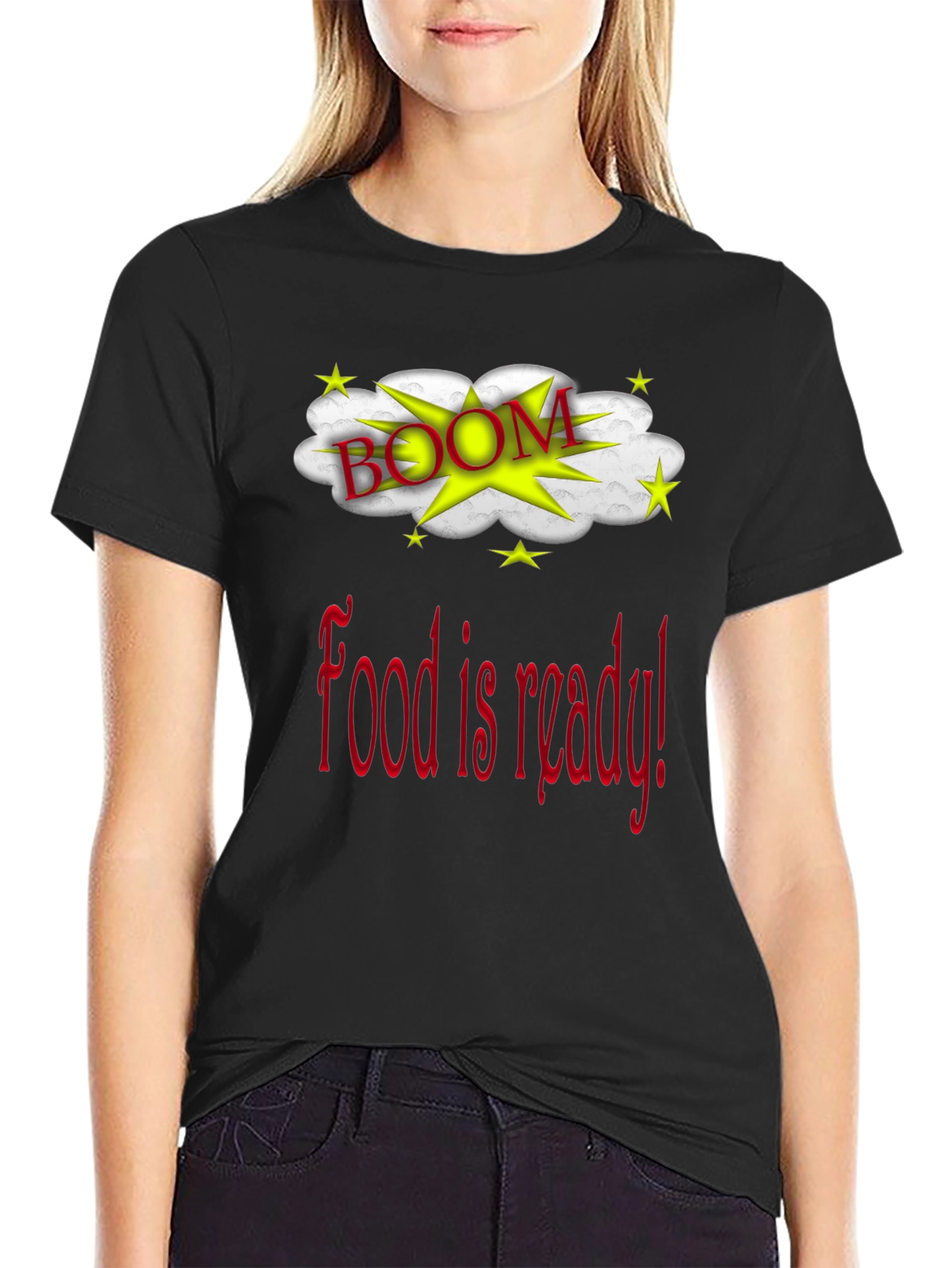 Black Food Is Ready Boom Graphic T-Shirt view 2
