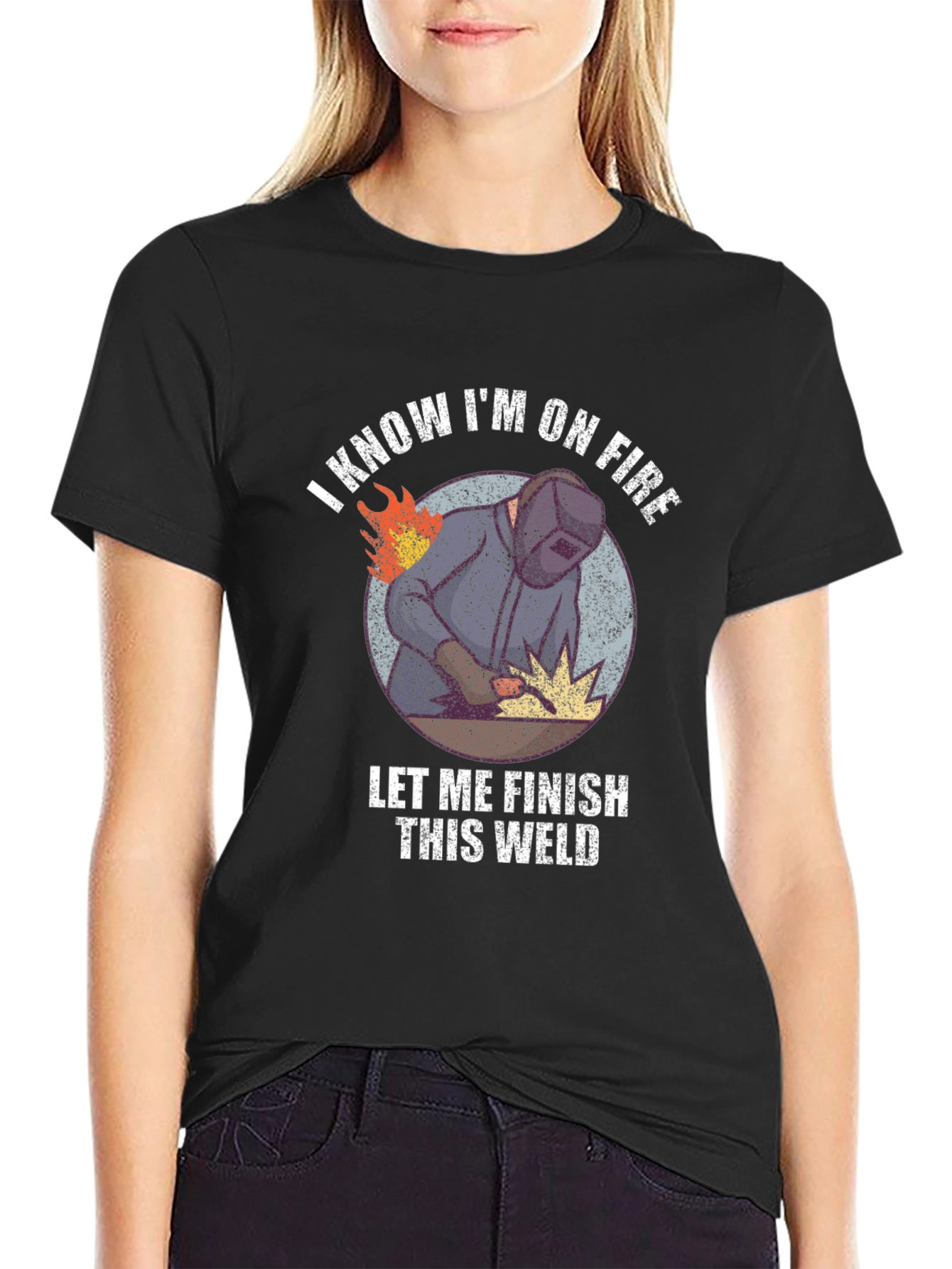 Black I Know I'm On Fire Welding T-Shirt view 2