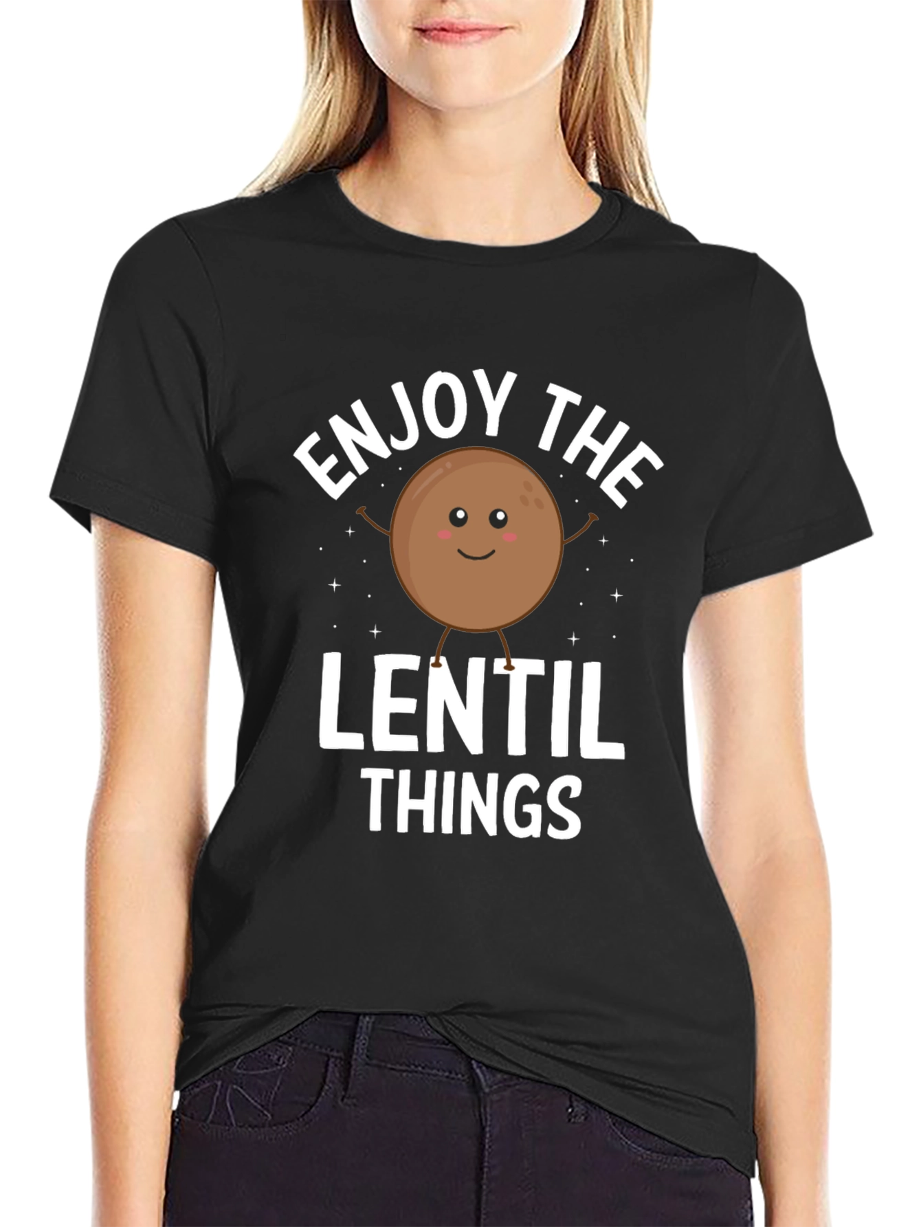 Black Enjoy the Lentil Things Black Graphic Tee view 2
