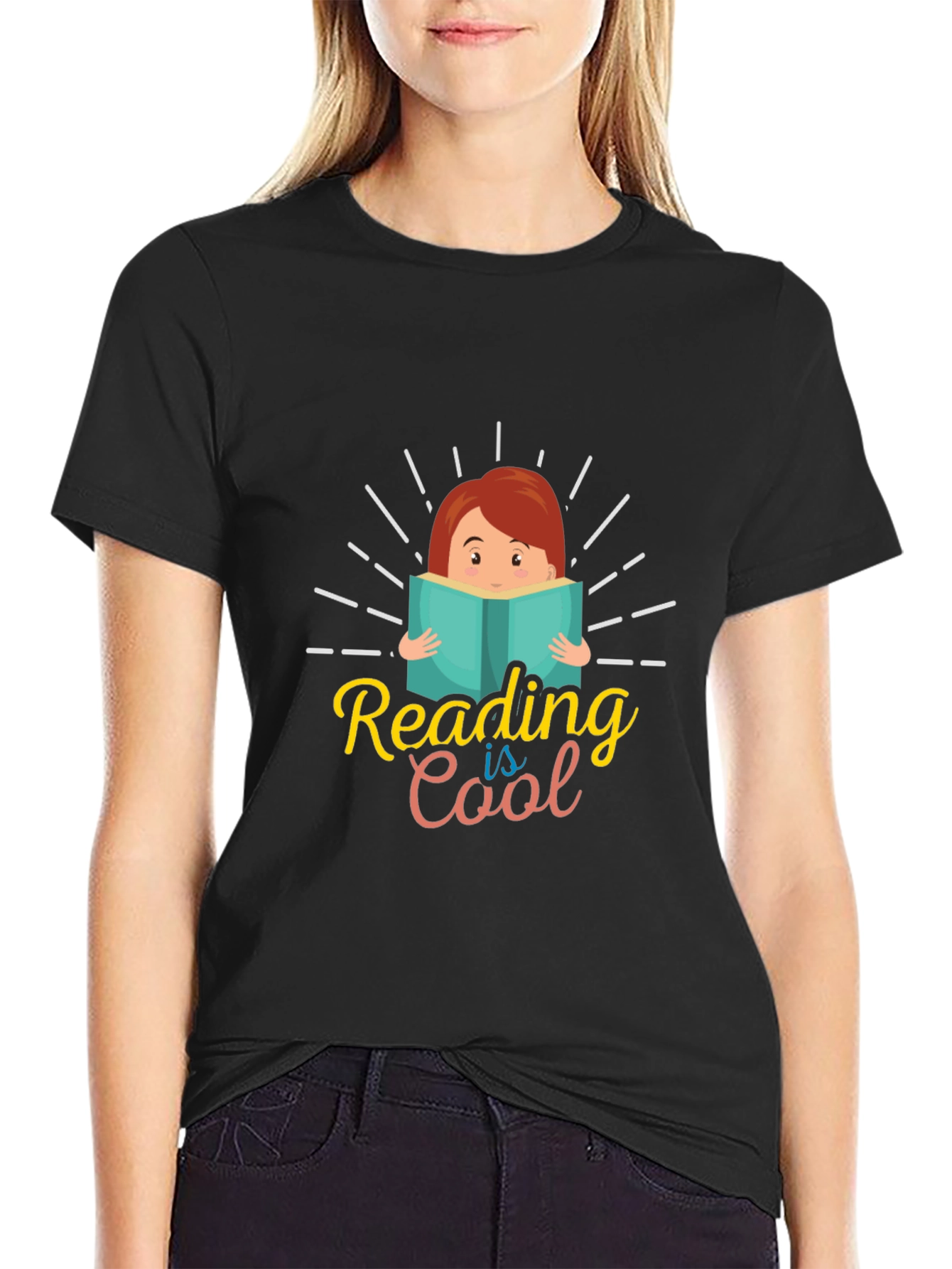 Black Reading is Cool T-Shirt: Unisex Graphic Tee view 2