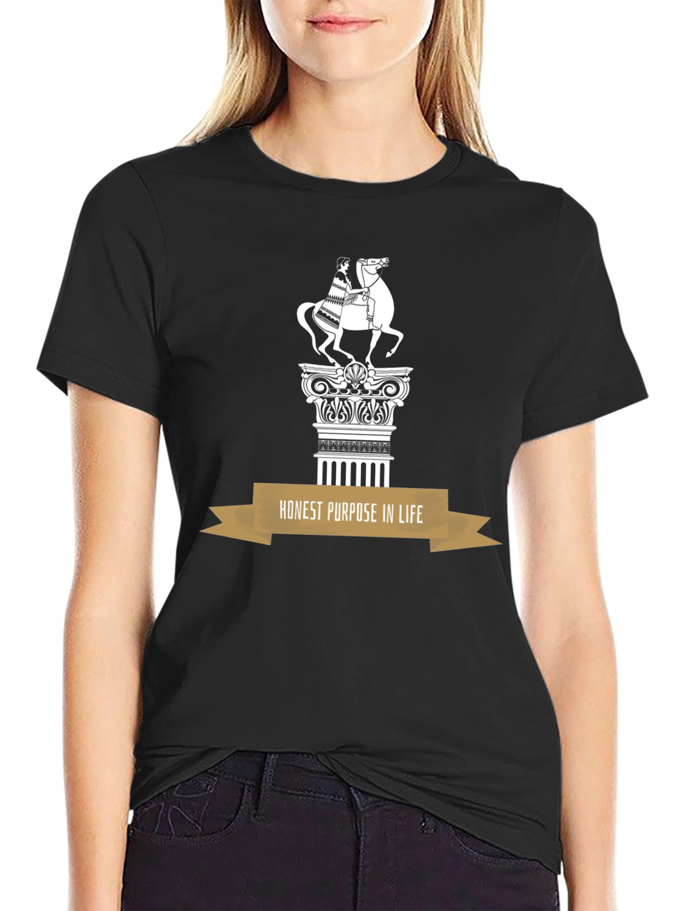 Black Statement T-Shirt: Honest Purpose in Life Design view 2