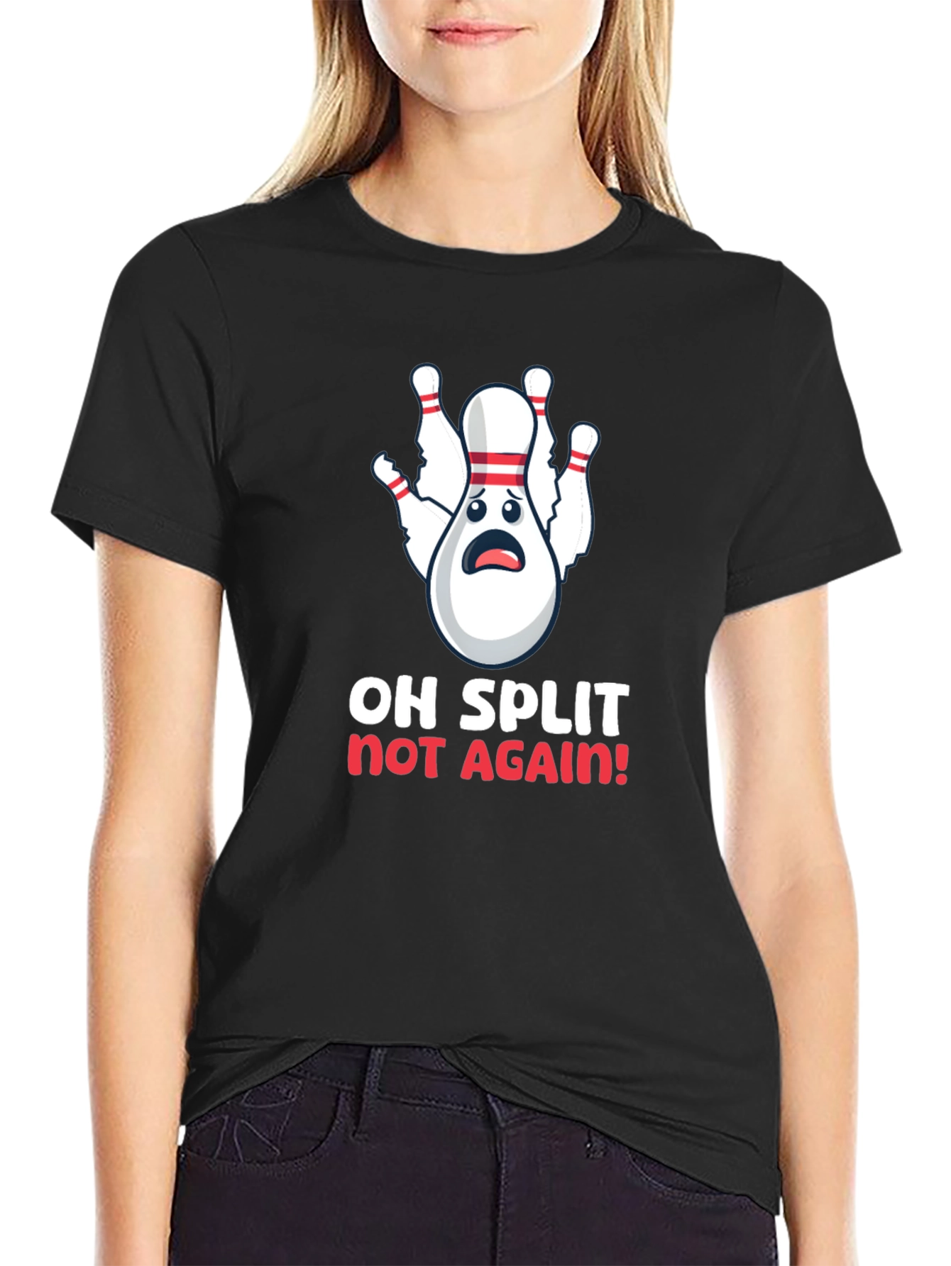 Black Funny Bowling Split T-Shirt view 2