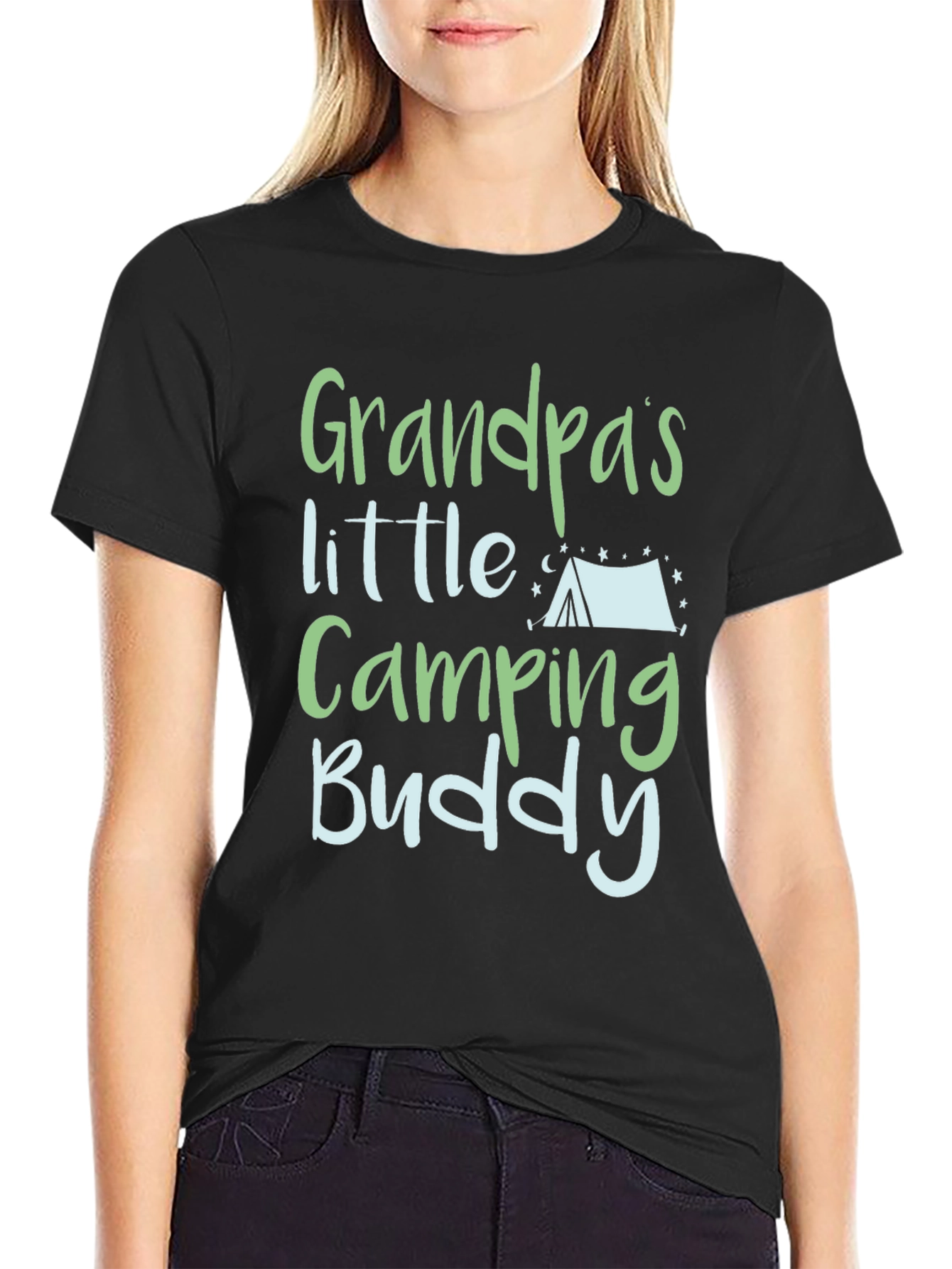 Black Grandpa's Little Camping Buddy T-Shirt view 2
